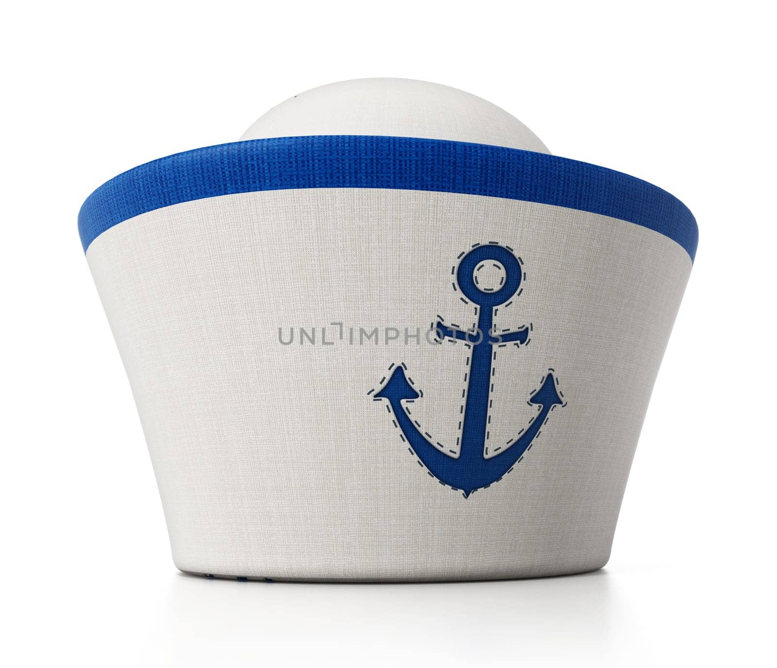 Sailor hat with anchor icon isolated on white background.
