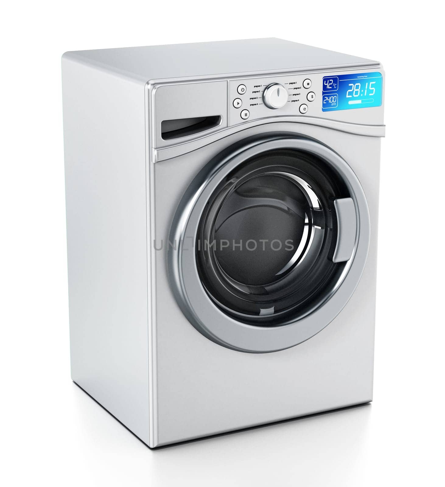 Washing machine isolated on white background. 3D illustration.