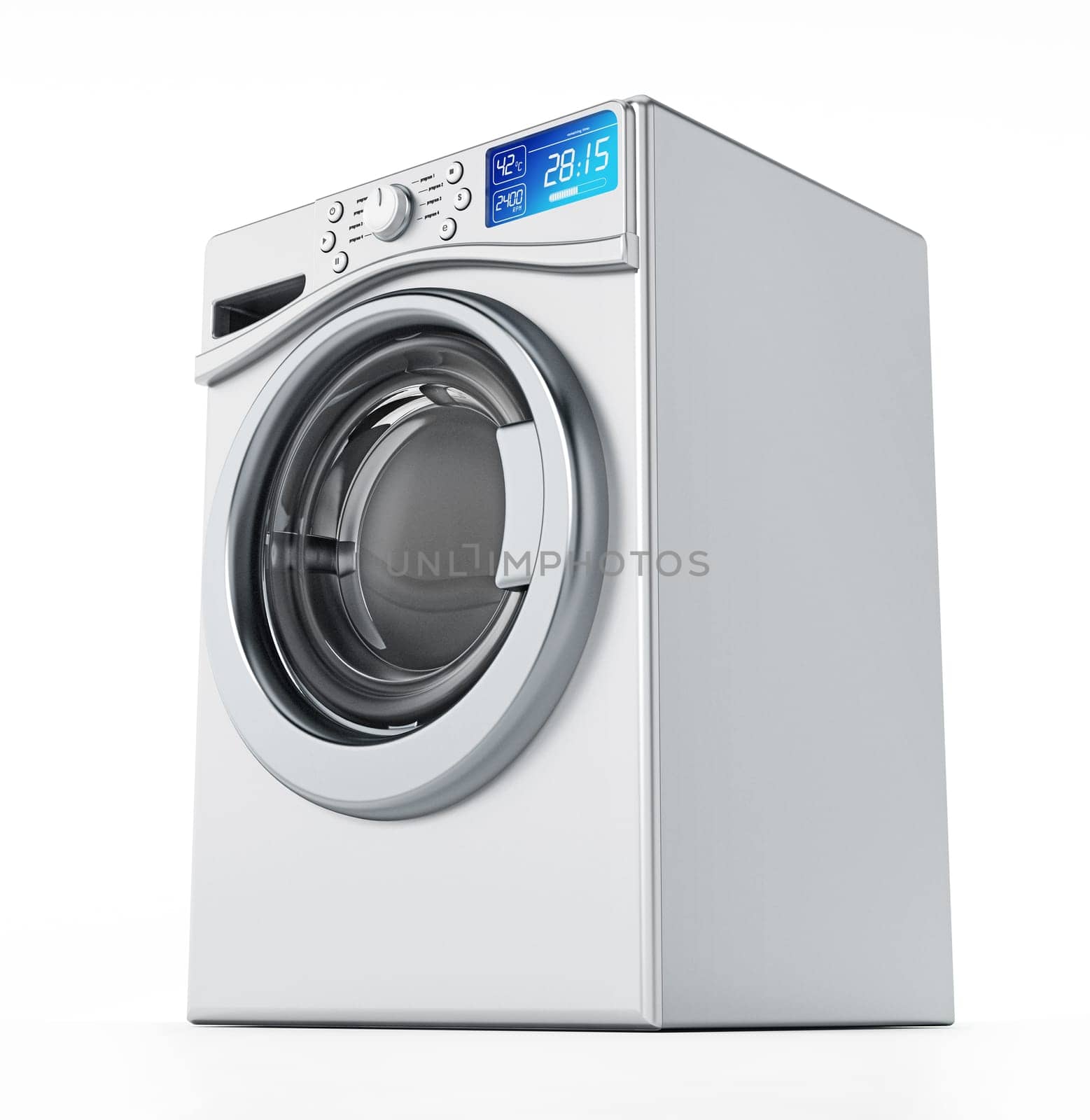Washing machine isolated on white background. 3D illustration.