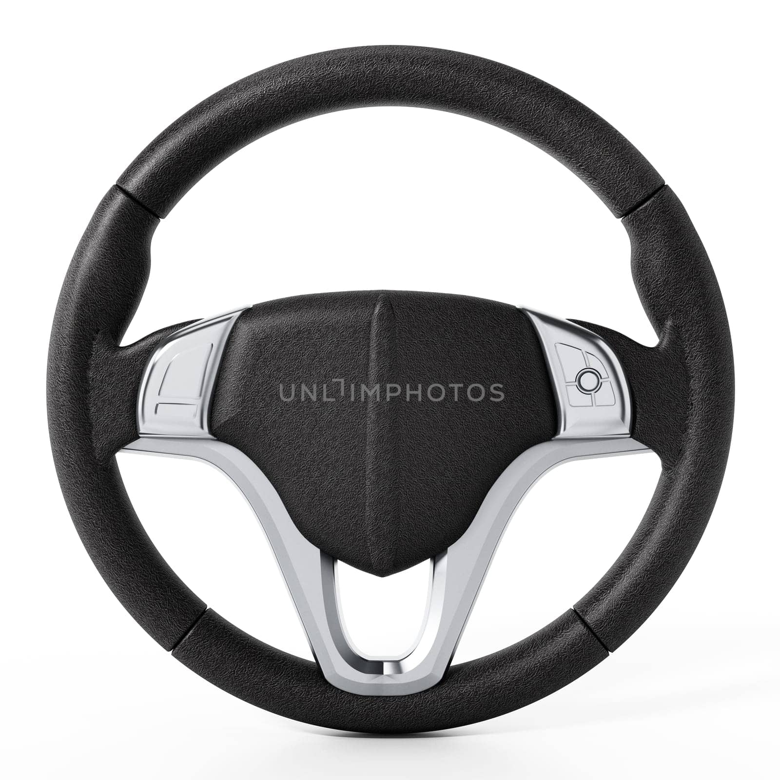 Steering wheel isolated on white background. 3D illustration.