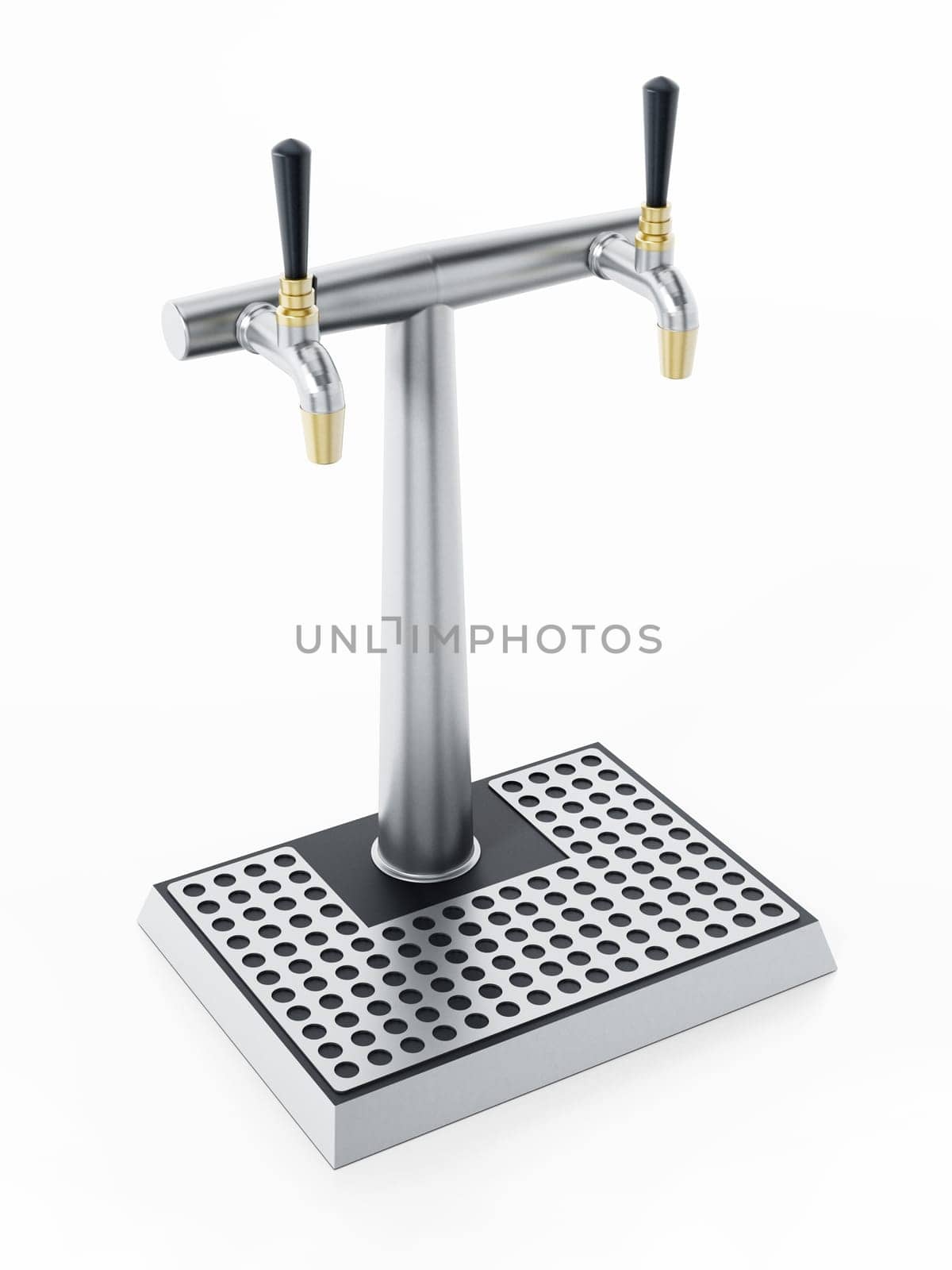Beer tap isolated on white background. 3D illustration.