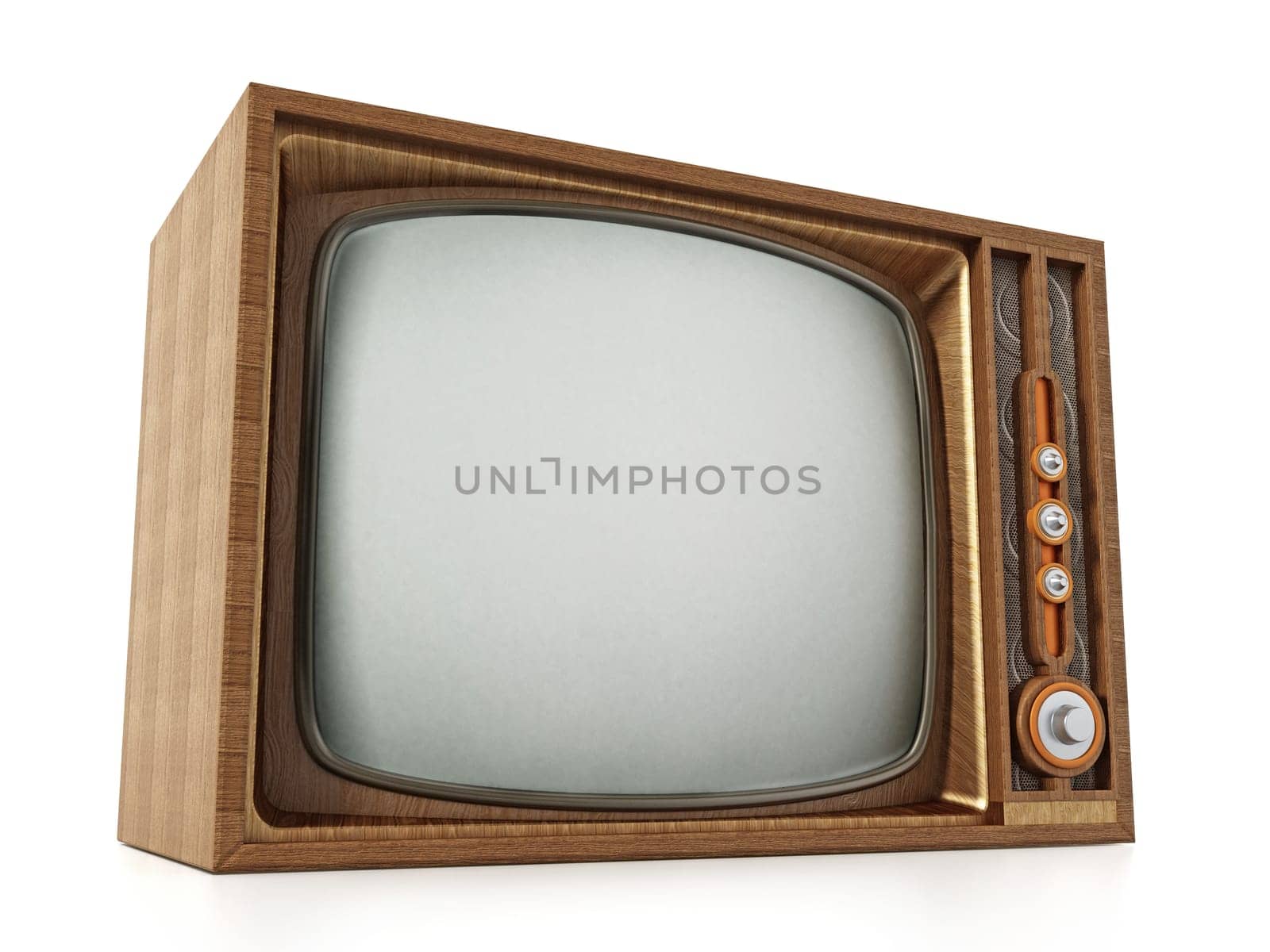 Vintage television isolated on white background. 3D illustration.