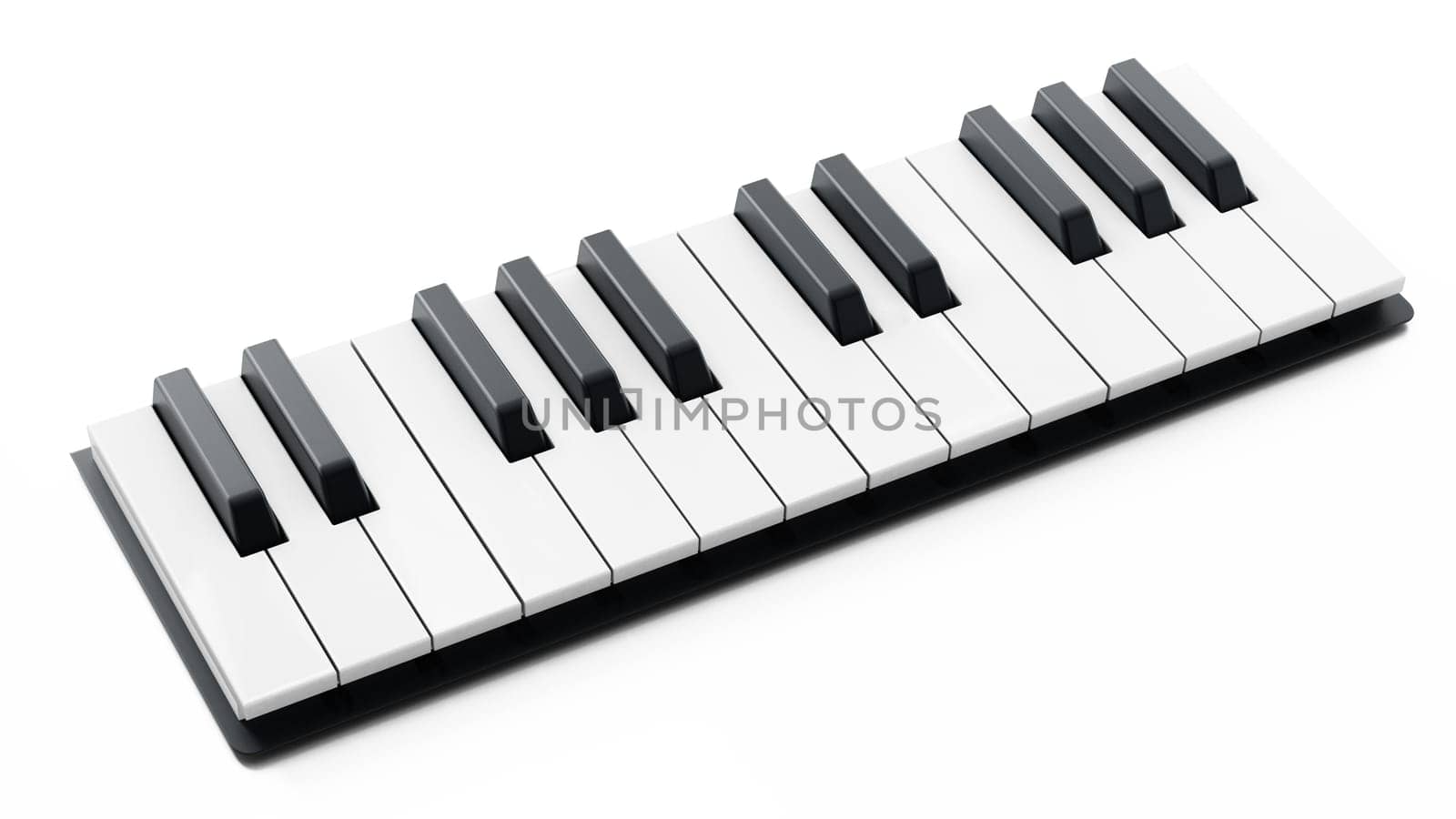 Piano keys isolated on white background. 3D illustration.