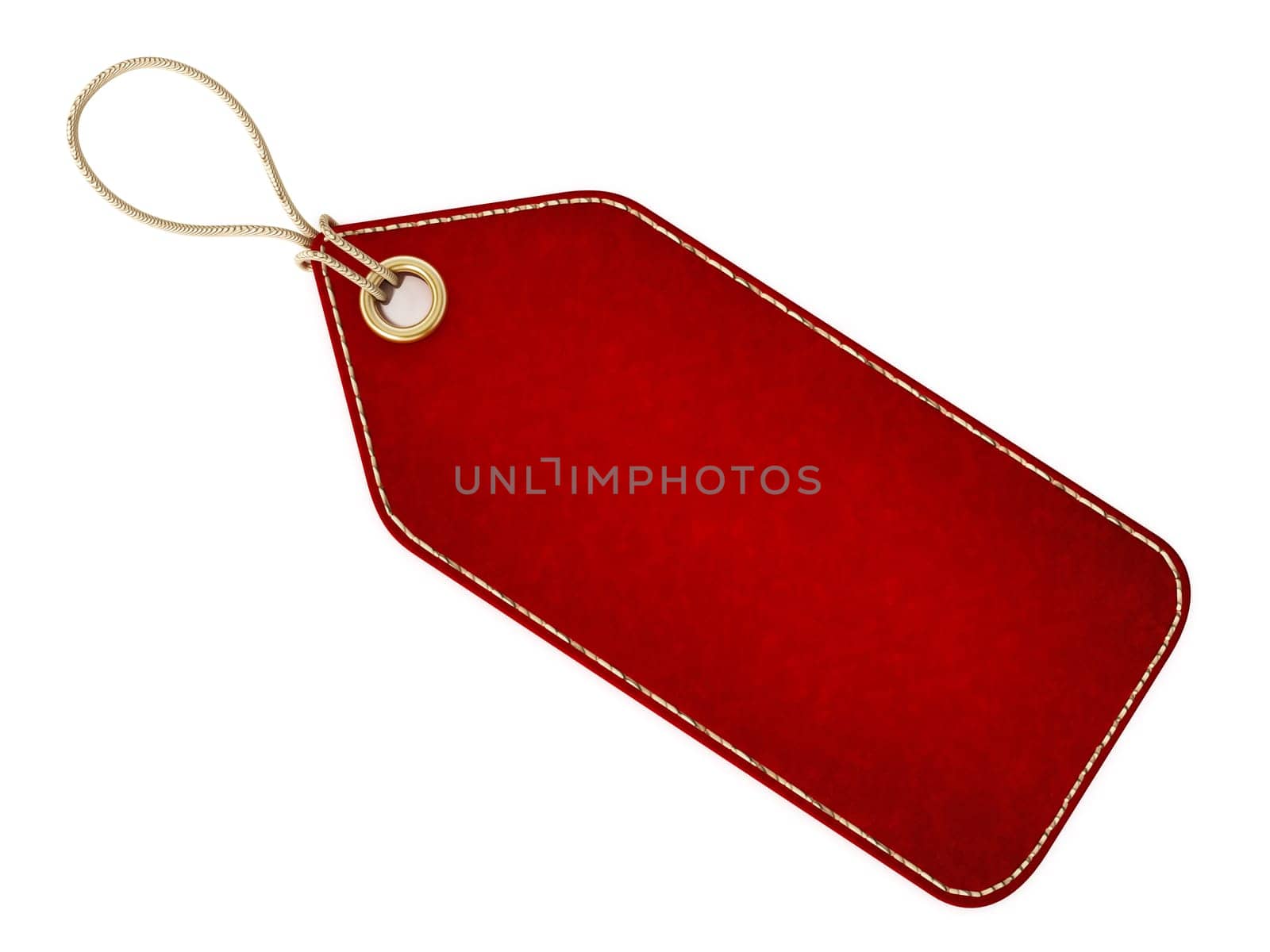 Red blank tag isolated on white background. 3D illustration.
