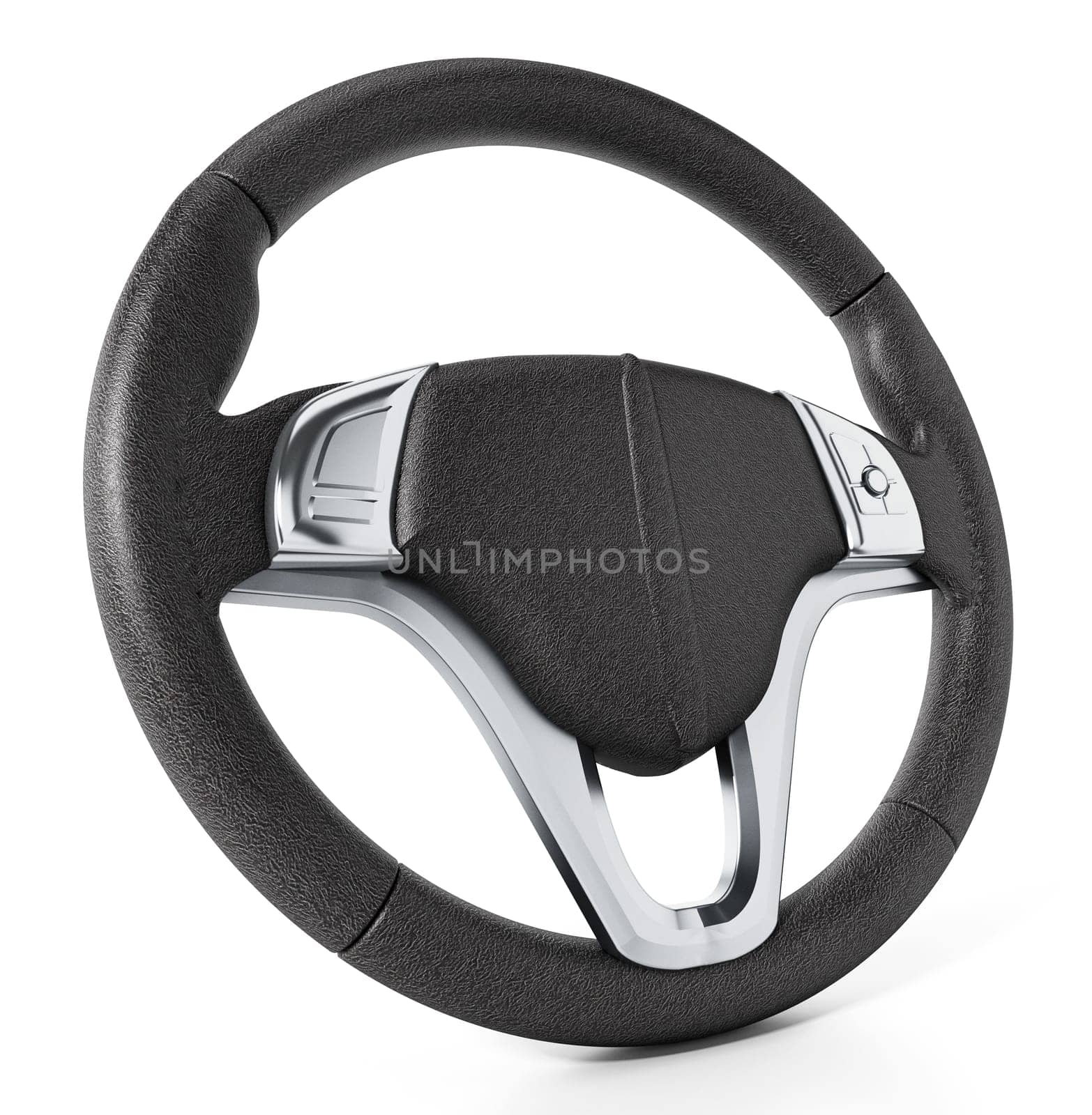 Steering wheel isolated on white background. 3D illustration.