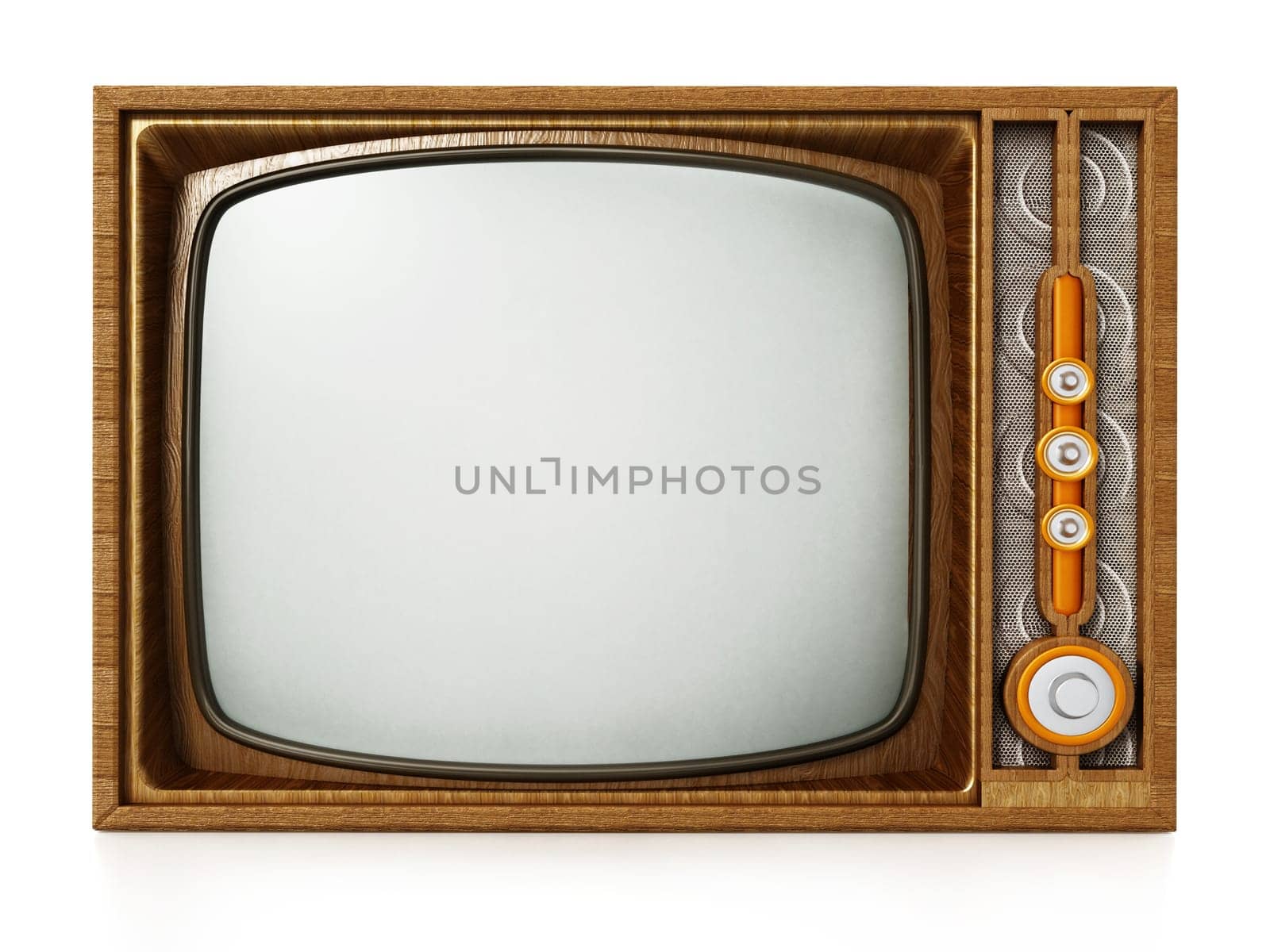 Vintage television isolated on white background. 3D illustration.