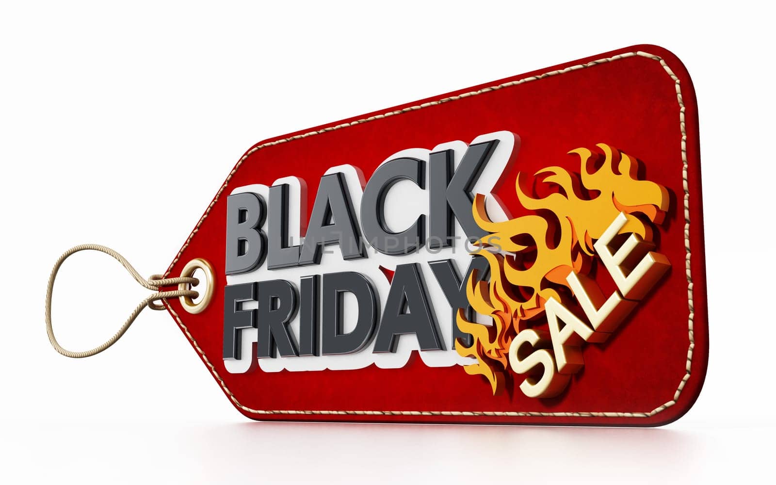 Red Black Friday Sale tag isolated on white background. 3D illustration.