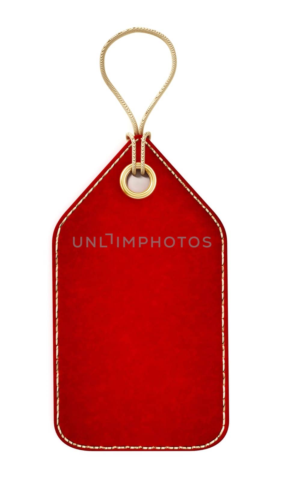 Red blank tag isolated on white background. 3D illustration.