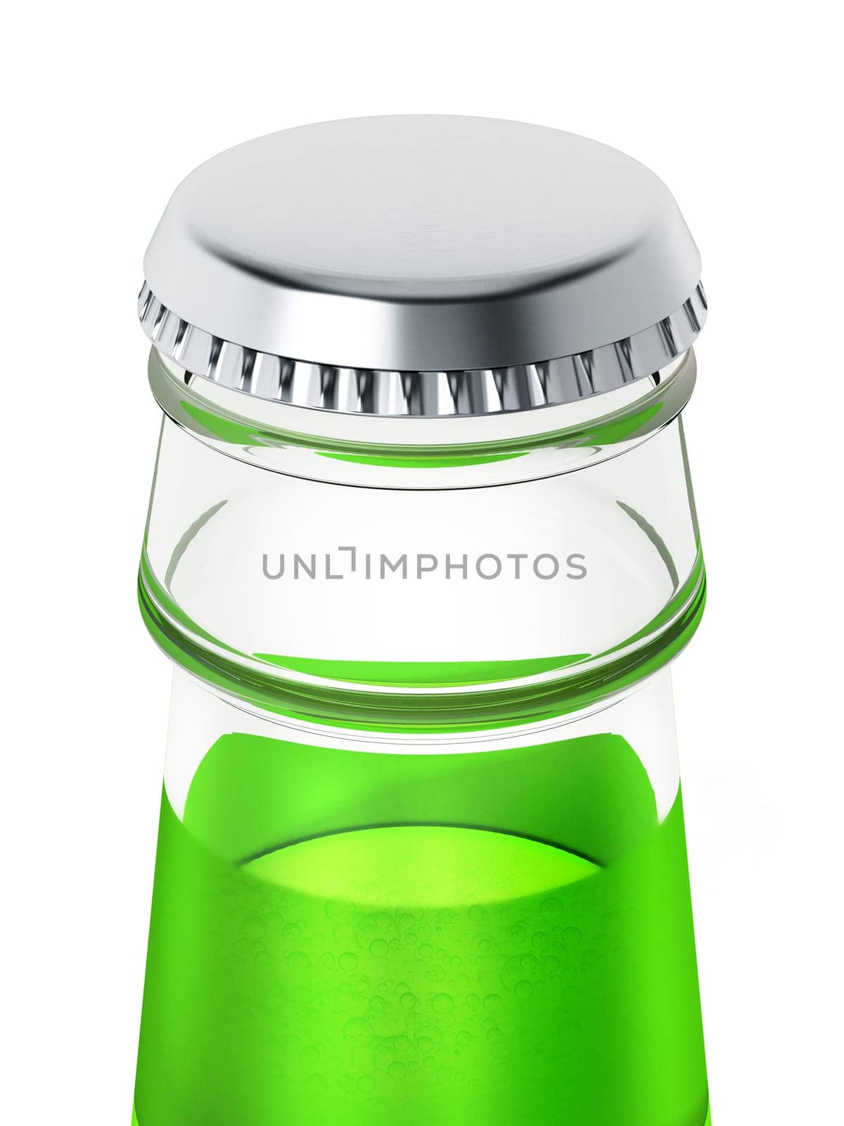 Soda bottle with metal cap. 3D illustration.