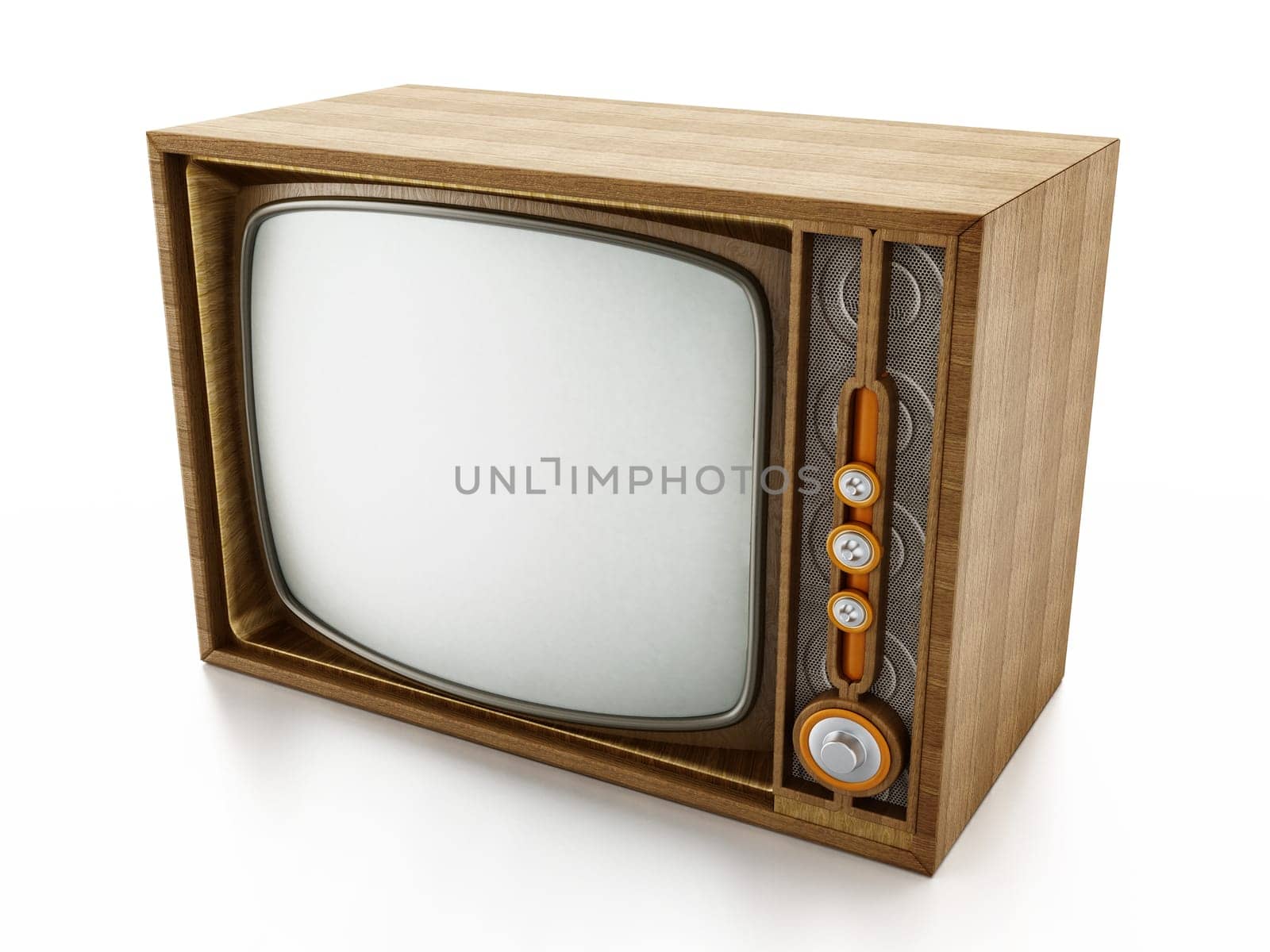 Vintage television isolated on white background. 3D illustration.
