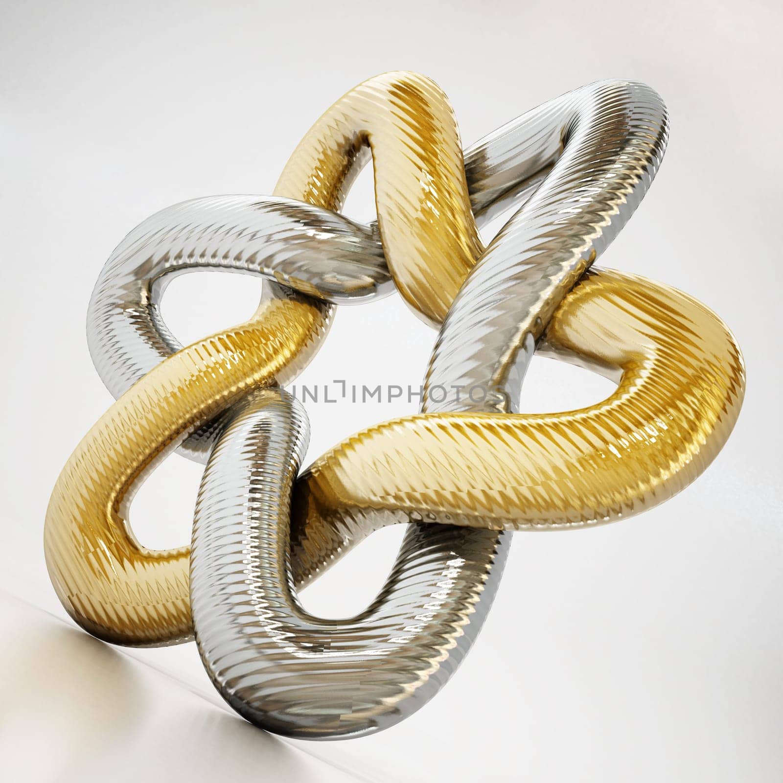 Golden star shaped ornament isolated on white background. 3D illustration.