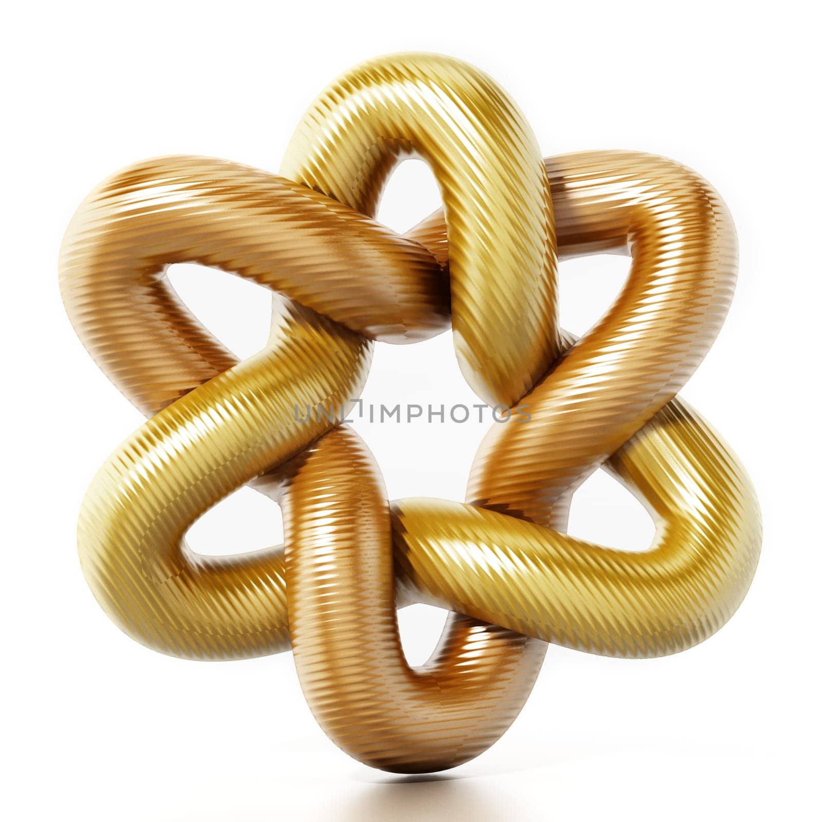 Golden star shaped ornament isolated on white background. 3D illustration.