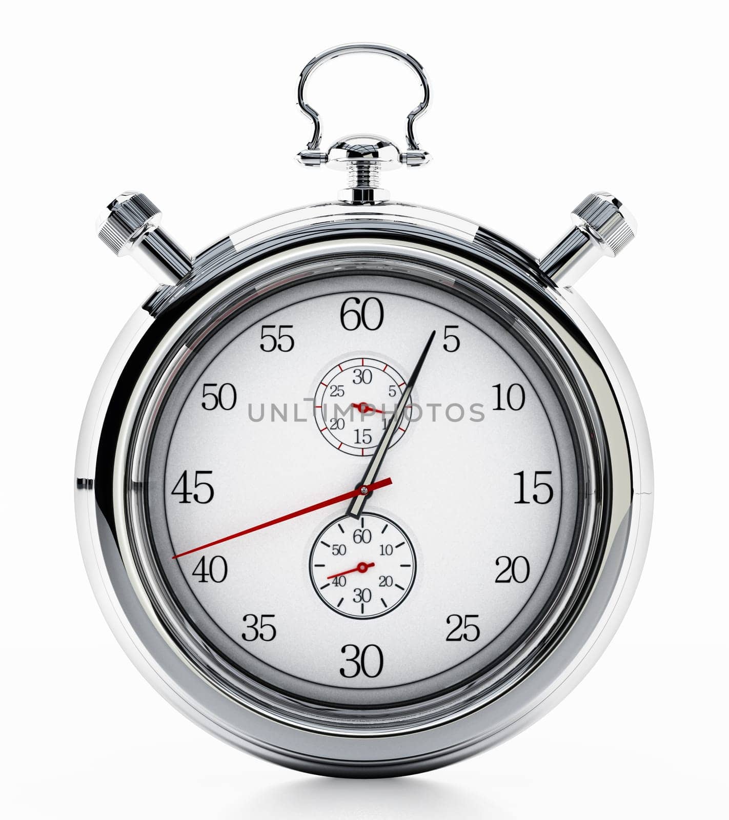 Fictitious analogue chronometer isolated on white background. 3D illustration.
