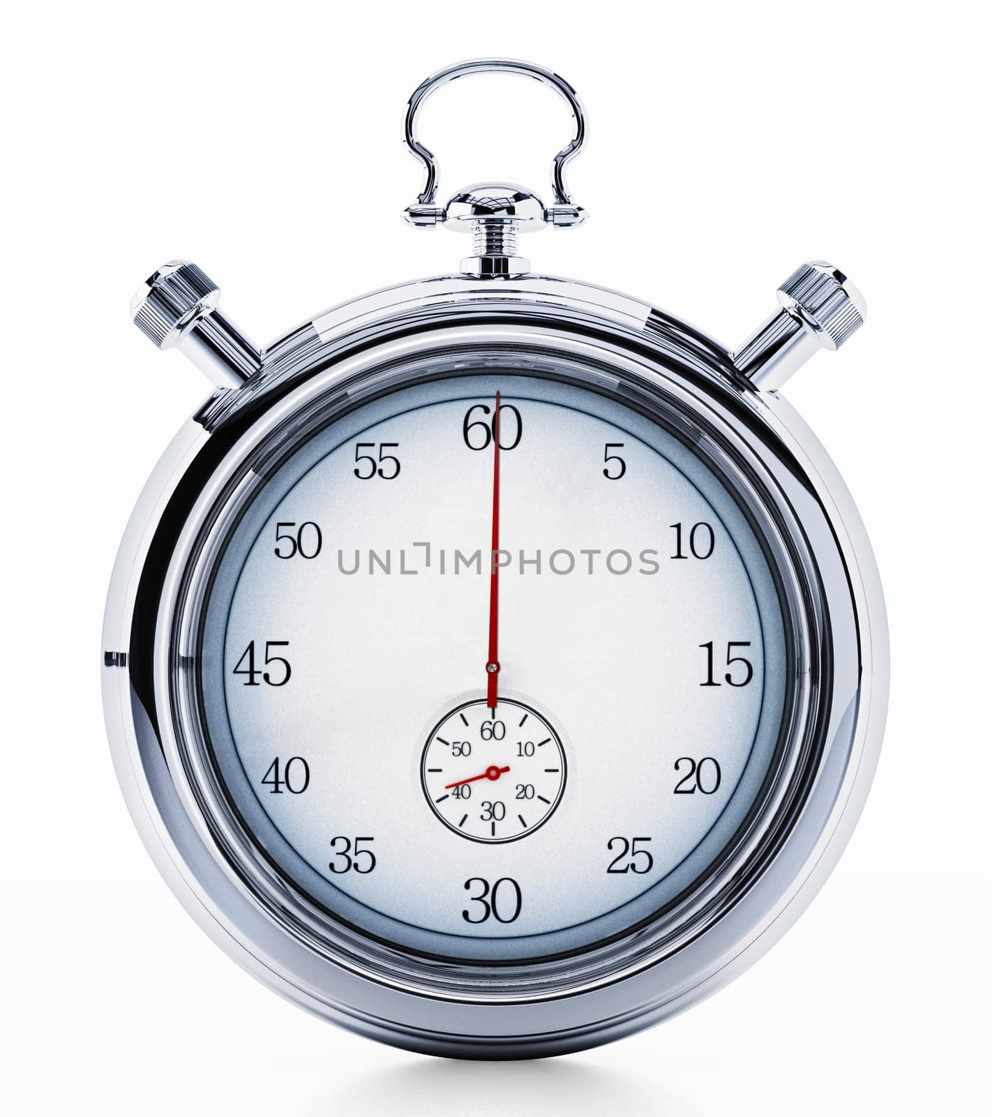 Fictitious analogue chronometer isolated on white background. 3D illustration.