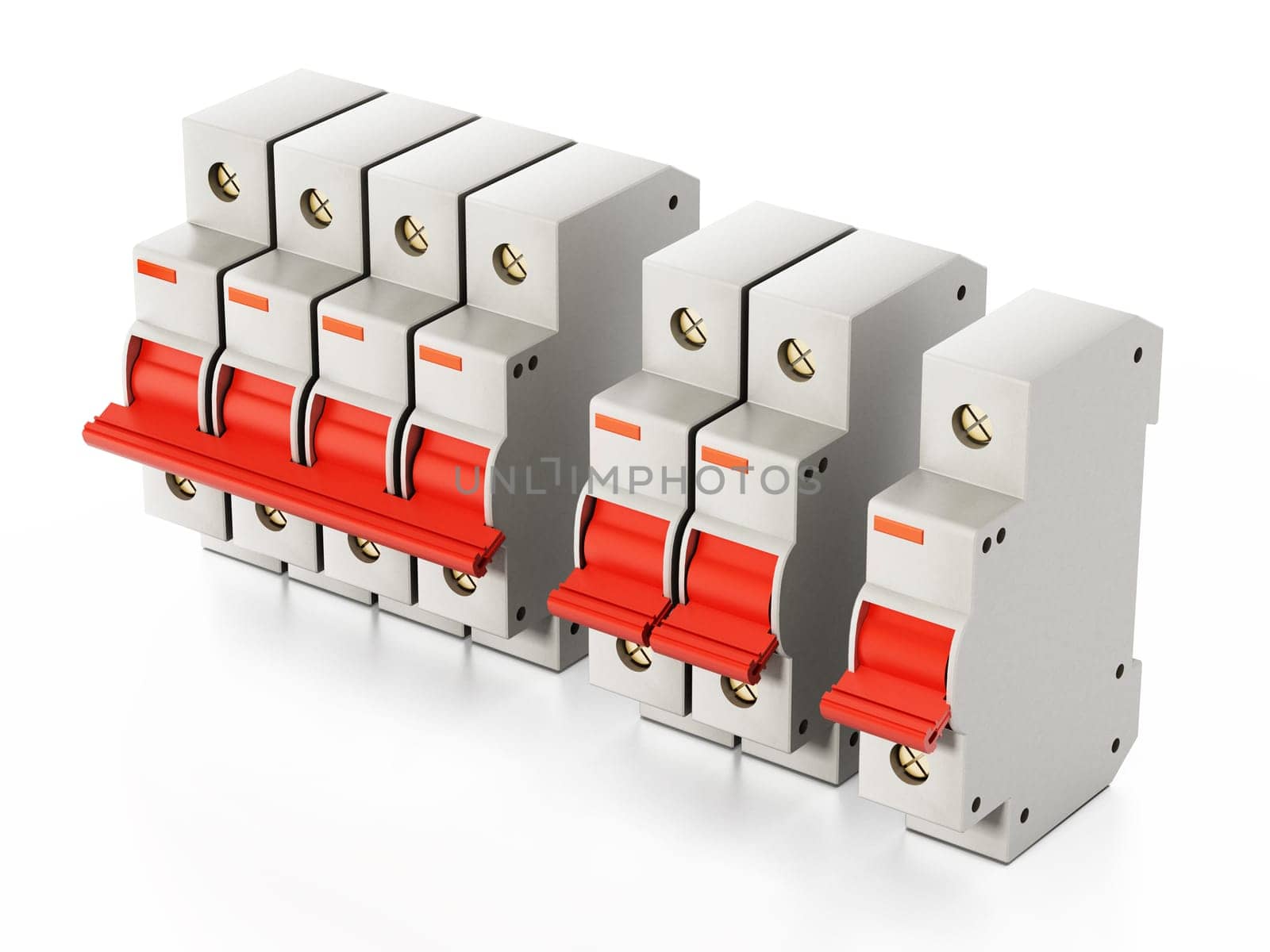 Fuse box isolated on white background. 3D illustration.