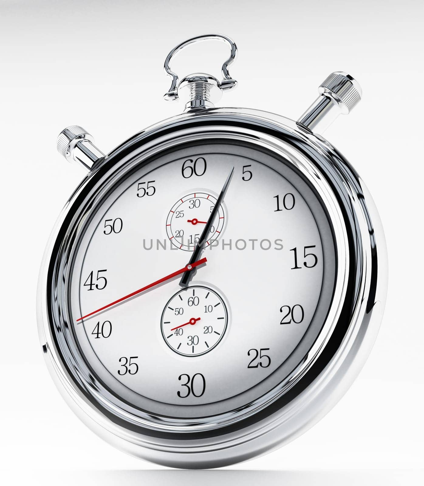 Fictitious analogue chronometer isolated on white background. 3D illustration.