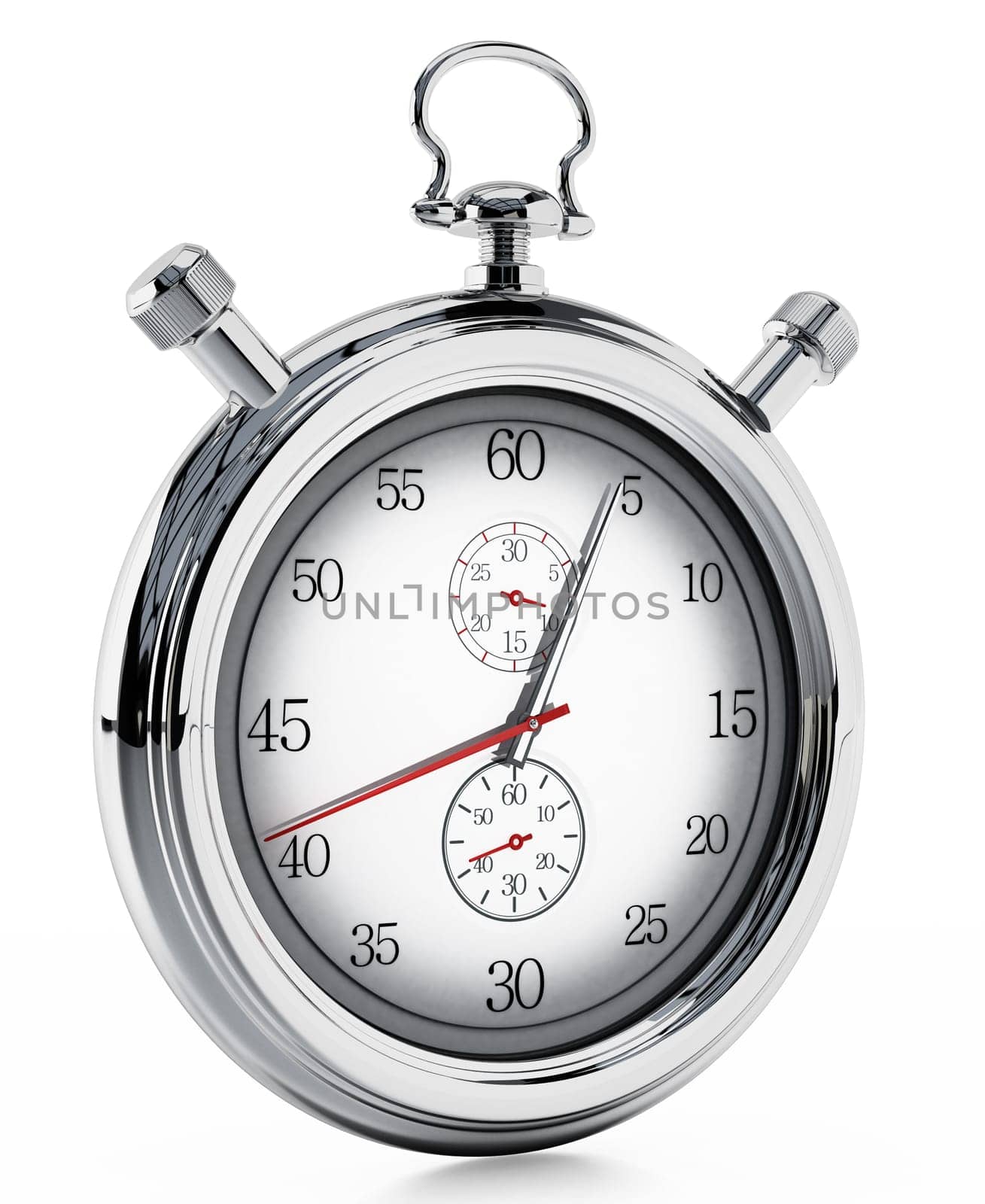 Fictitious analogue chronometer isolated on white background. 3D illustration.