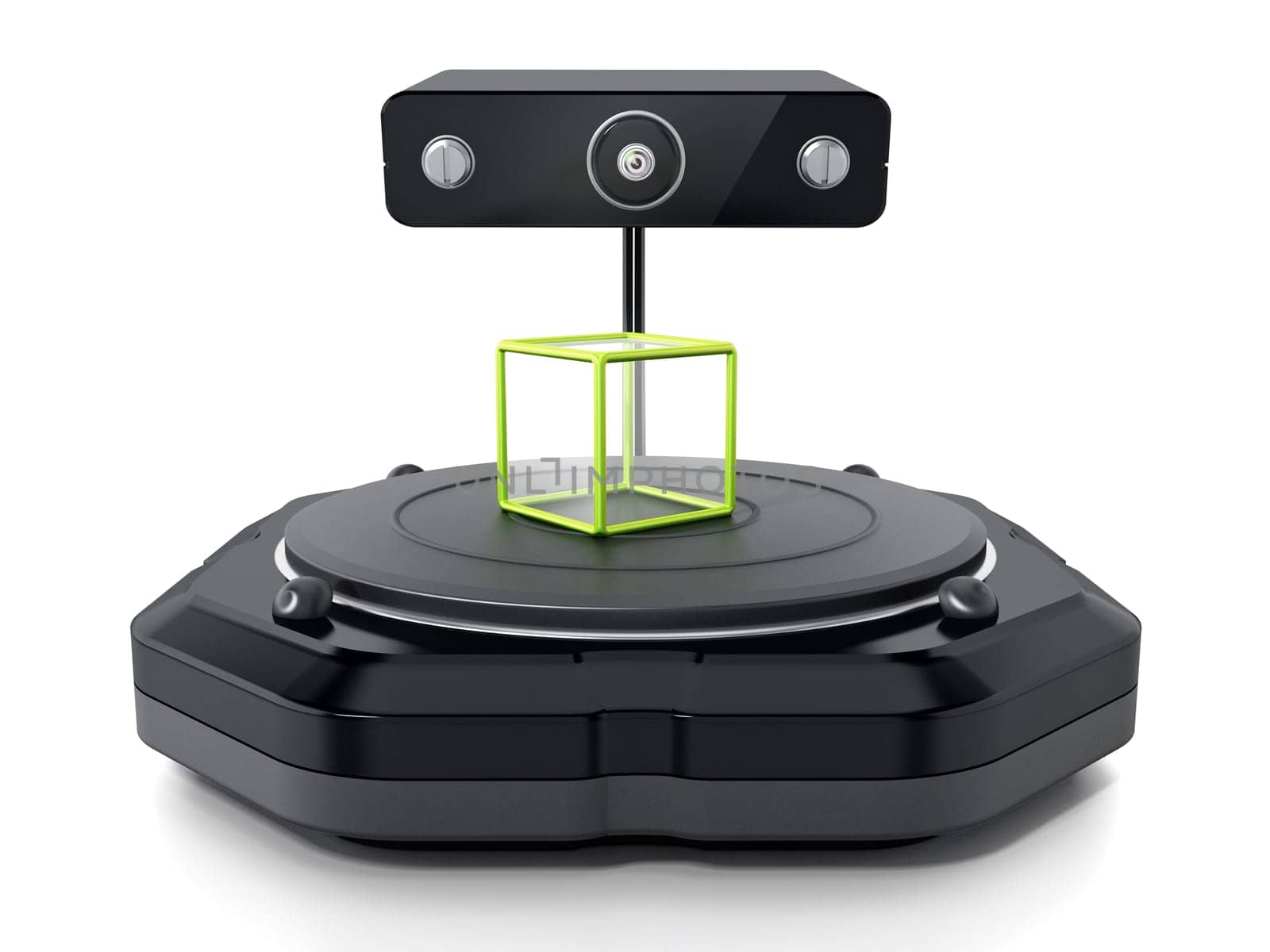 Fictitious 3D scanner isolated on white background. 3D illustration.