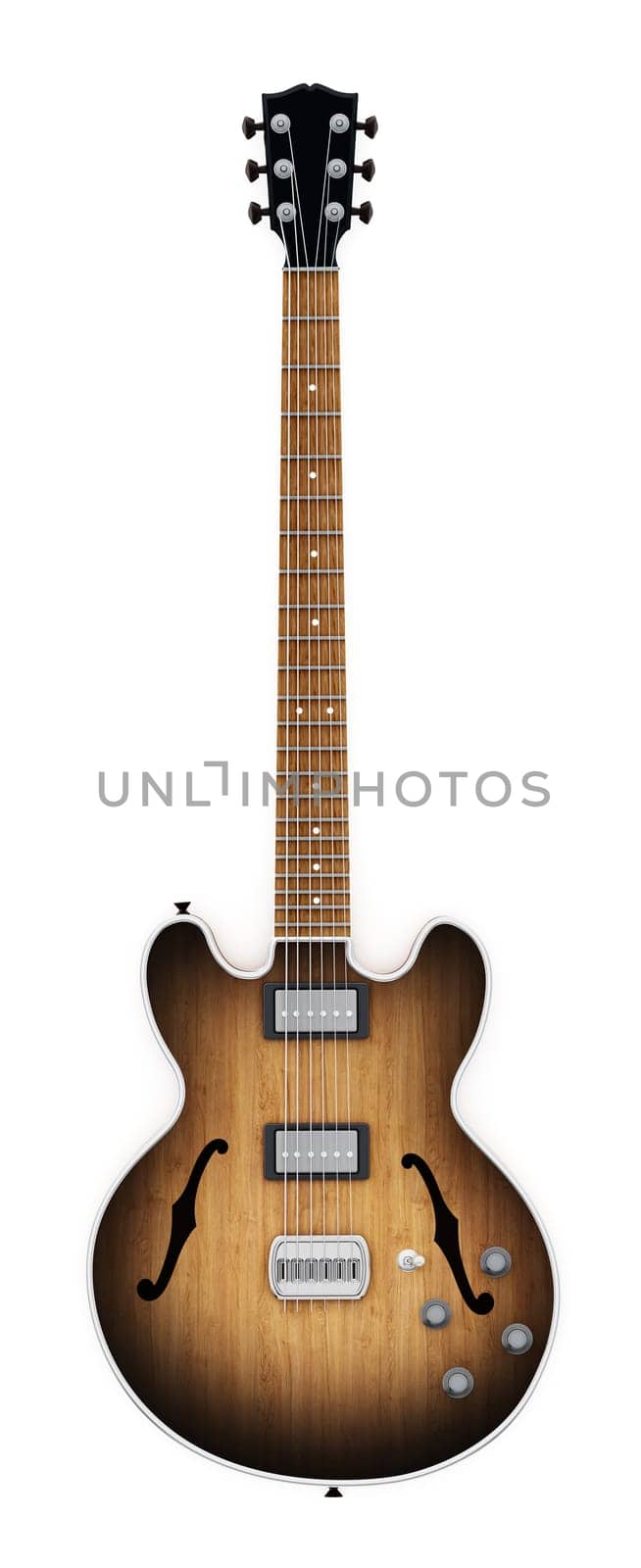 Vintage electric guitar isolated on white background. 3D illustration.