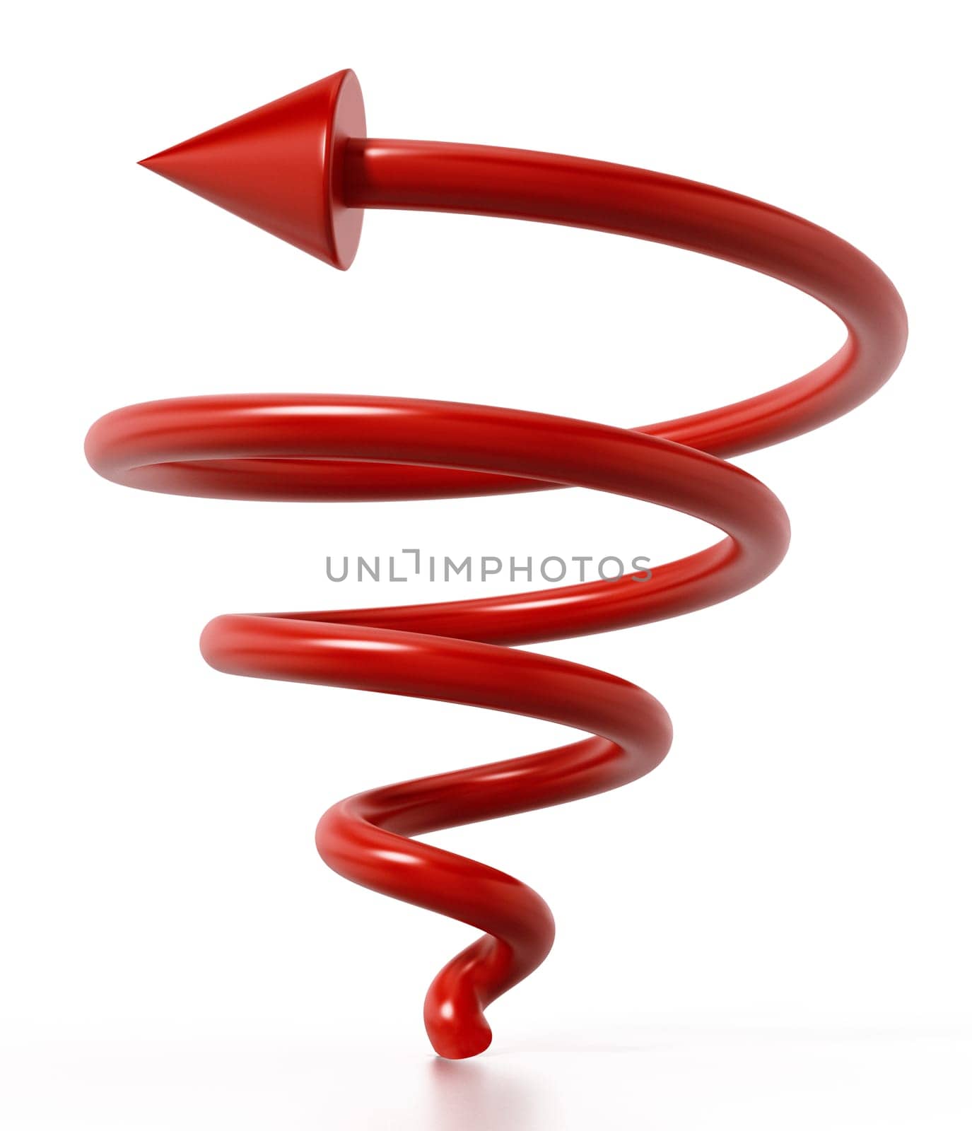Helix shaped arrow sign isolated on white background. 3D illustration.