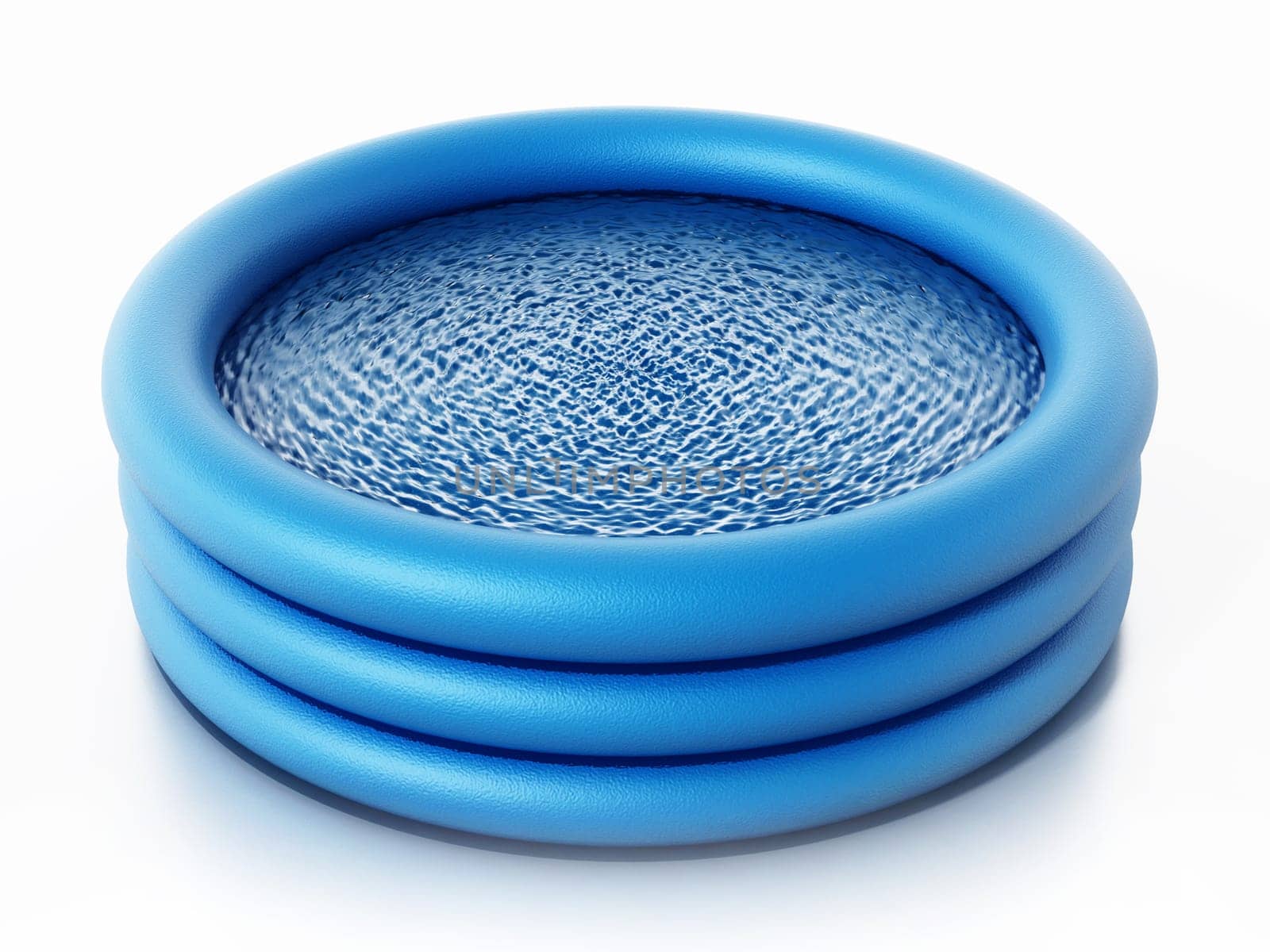 Rubber childrens' pool full of water. 3D illustration.