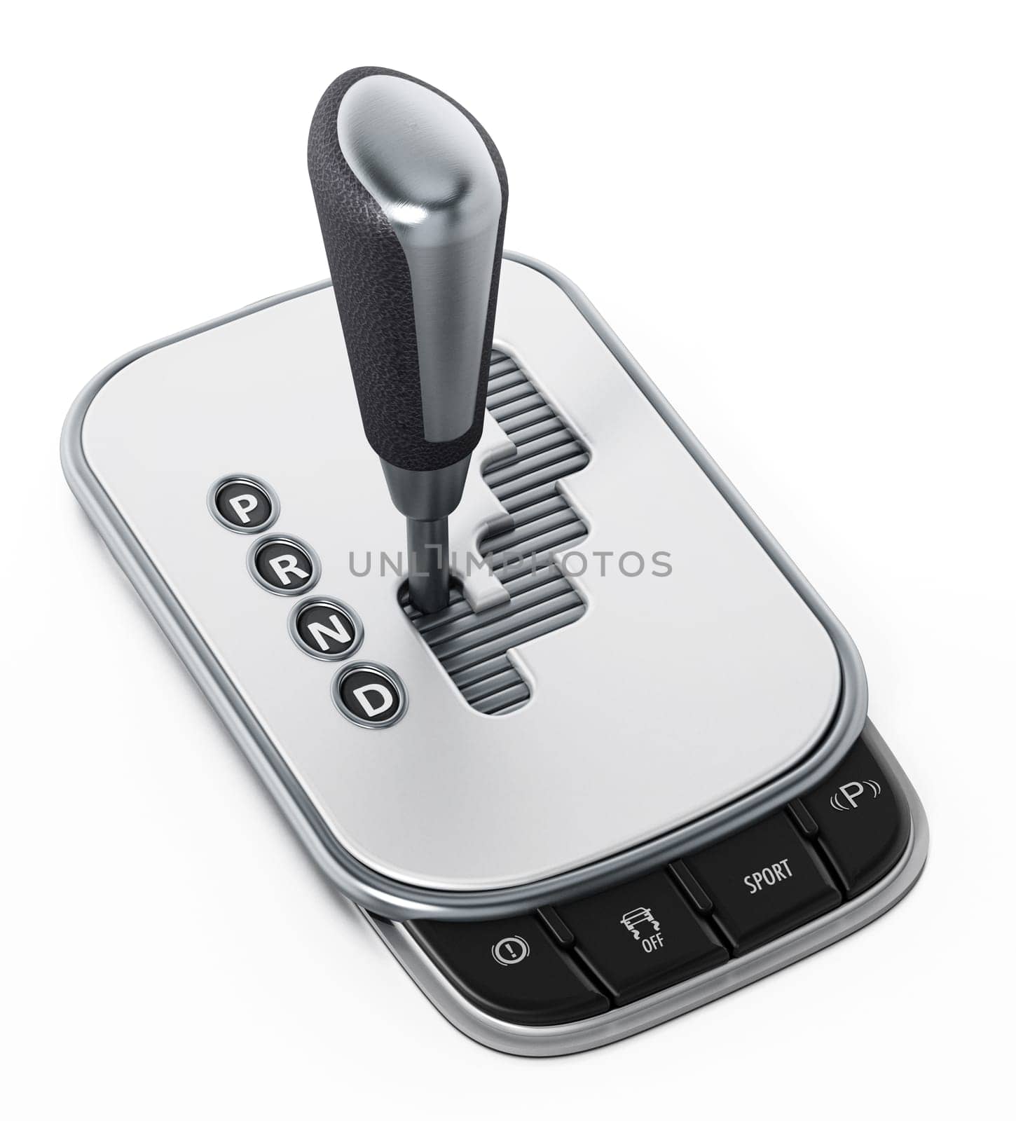 Generic automatic gearbox isolated on white background. 3D illustration.