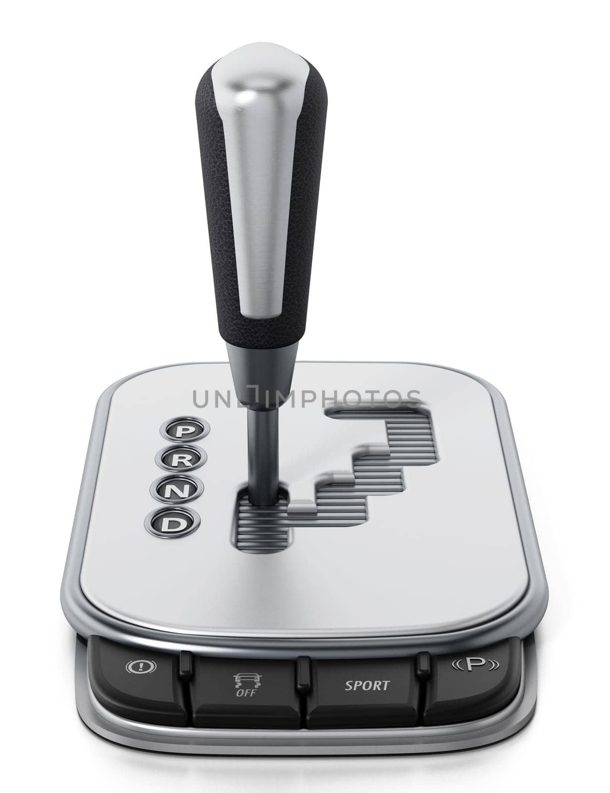 Generic automatic gearbox isolated on white background. 3D illustration.