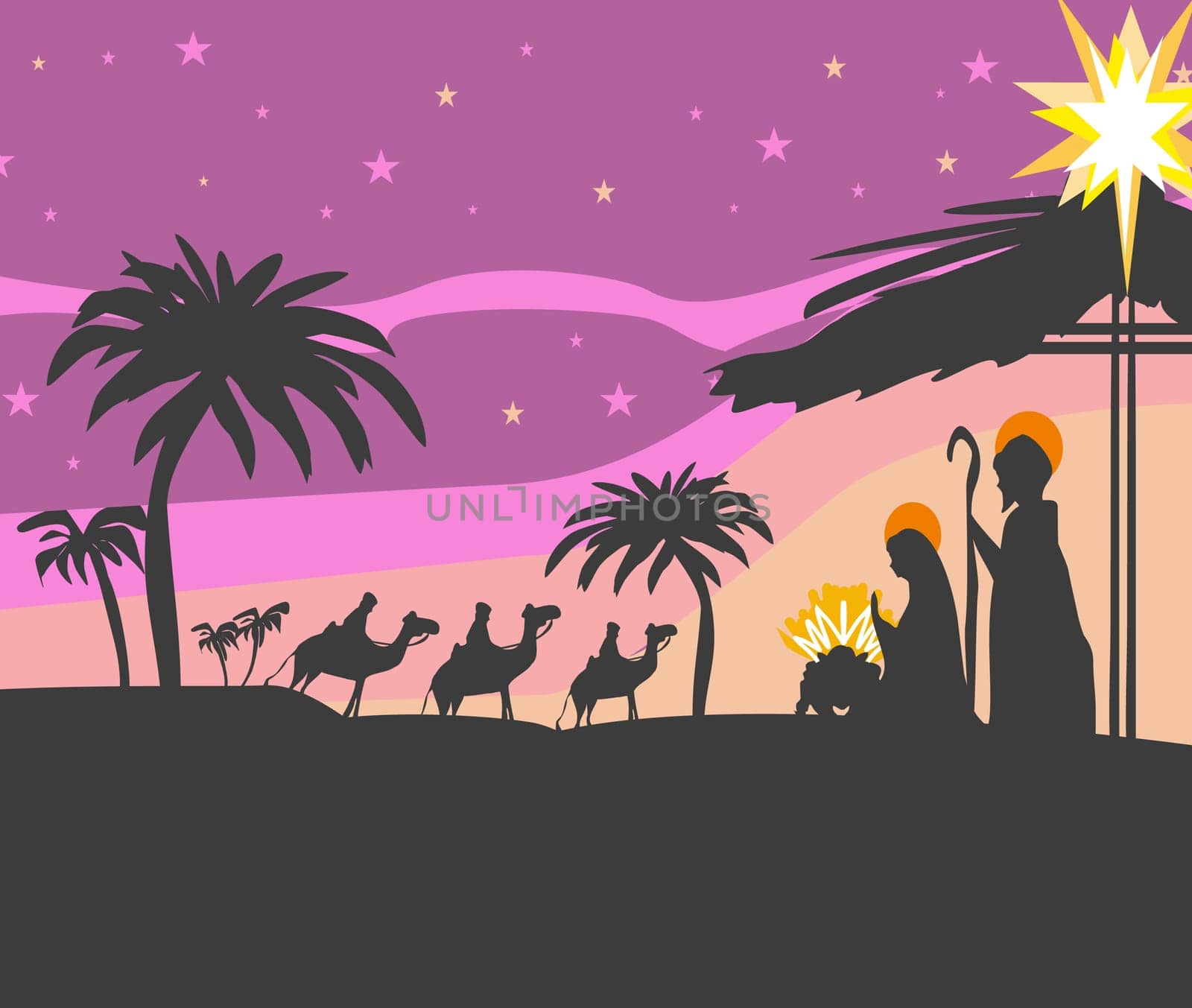 Birth of Jesus in Bethlehem - abstract card
