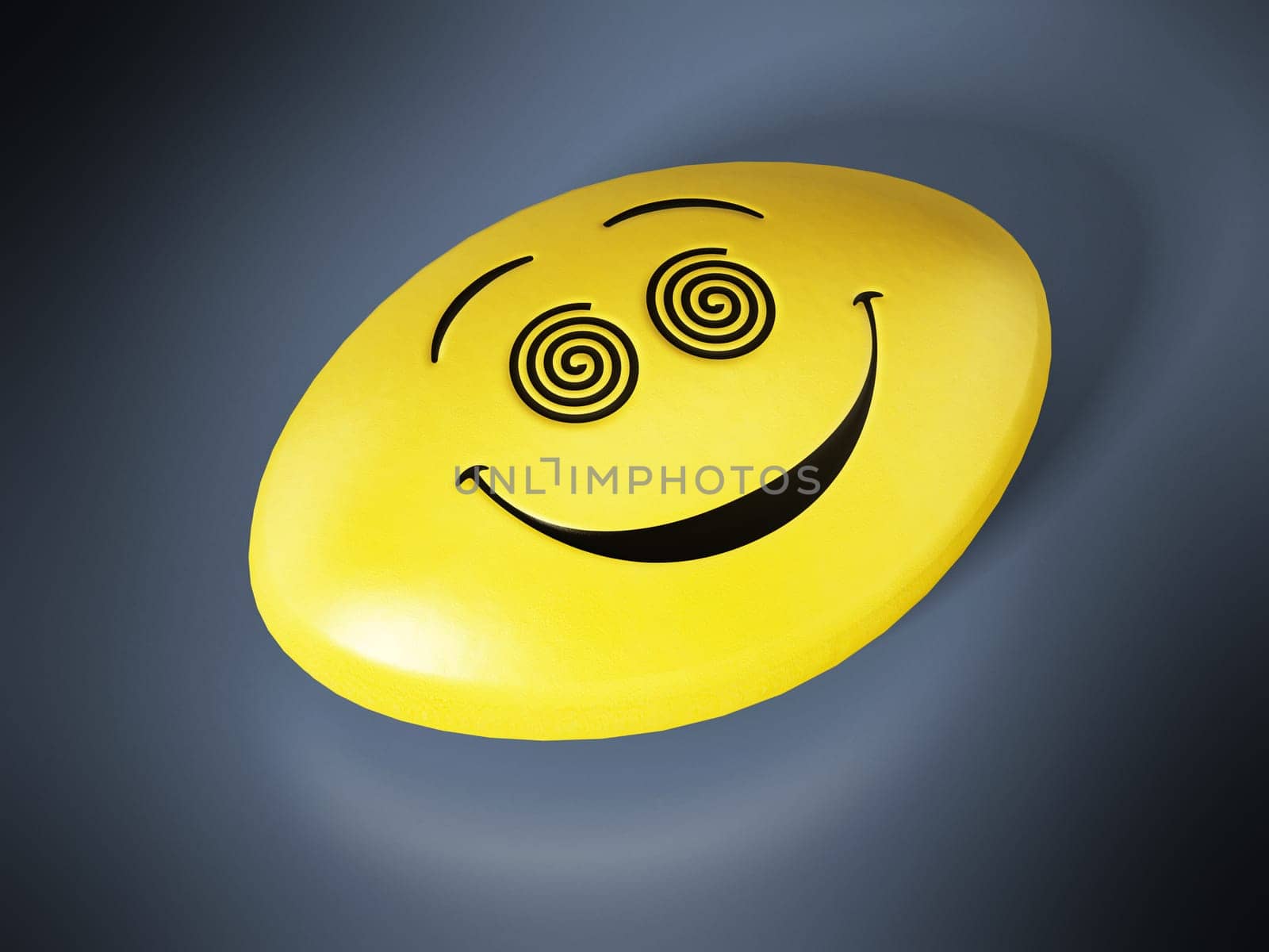 Antidepressant pill with smiling face. 3D illustration.