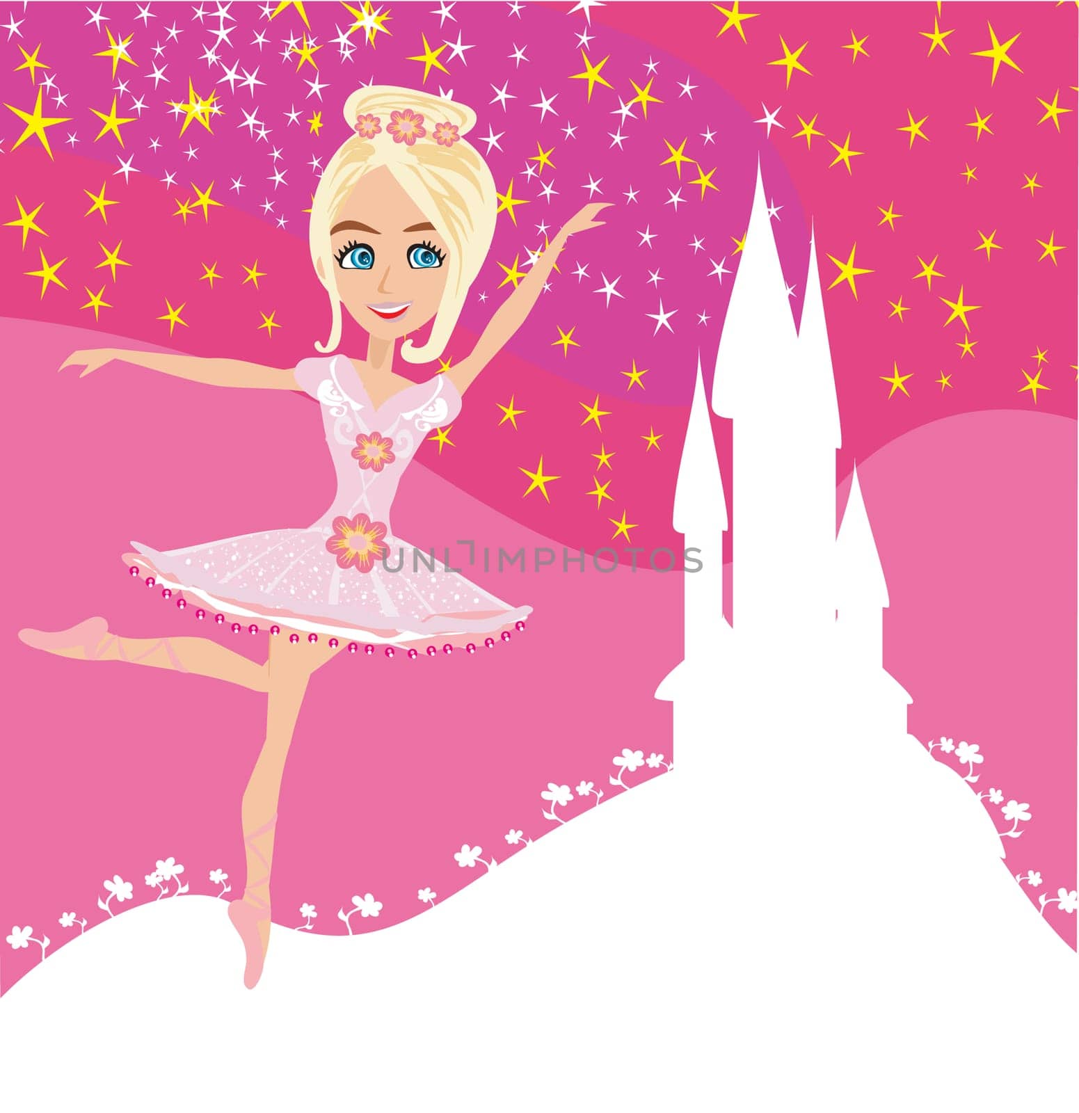 Beautiful ballerina and Magic Castle