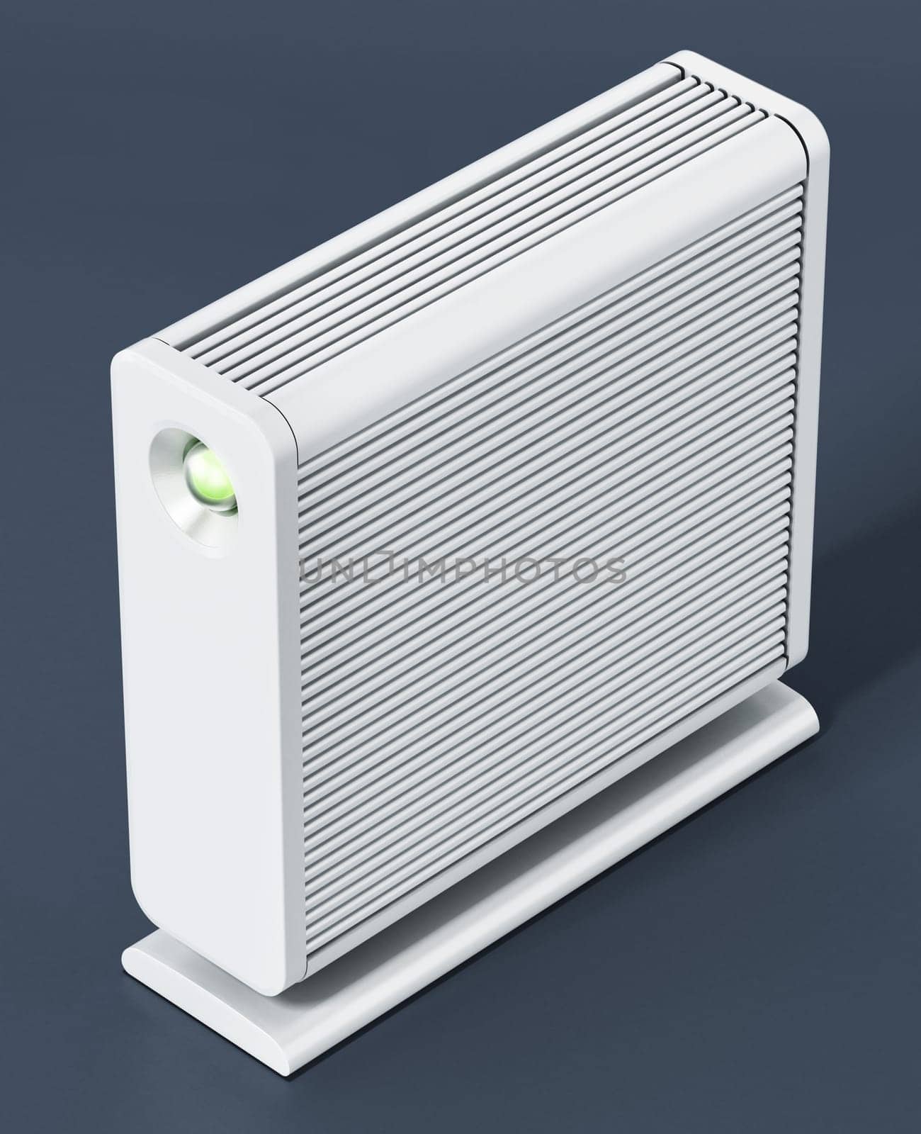 External hard drive on dark background. 3D illustration.