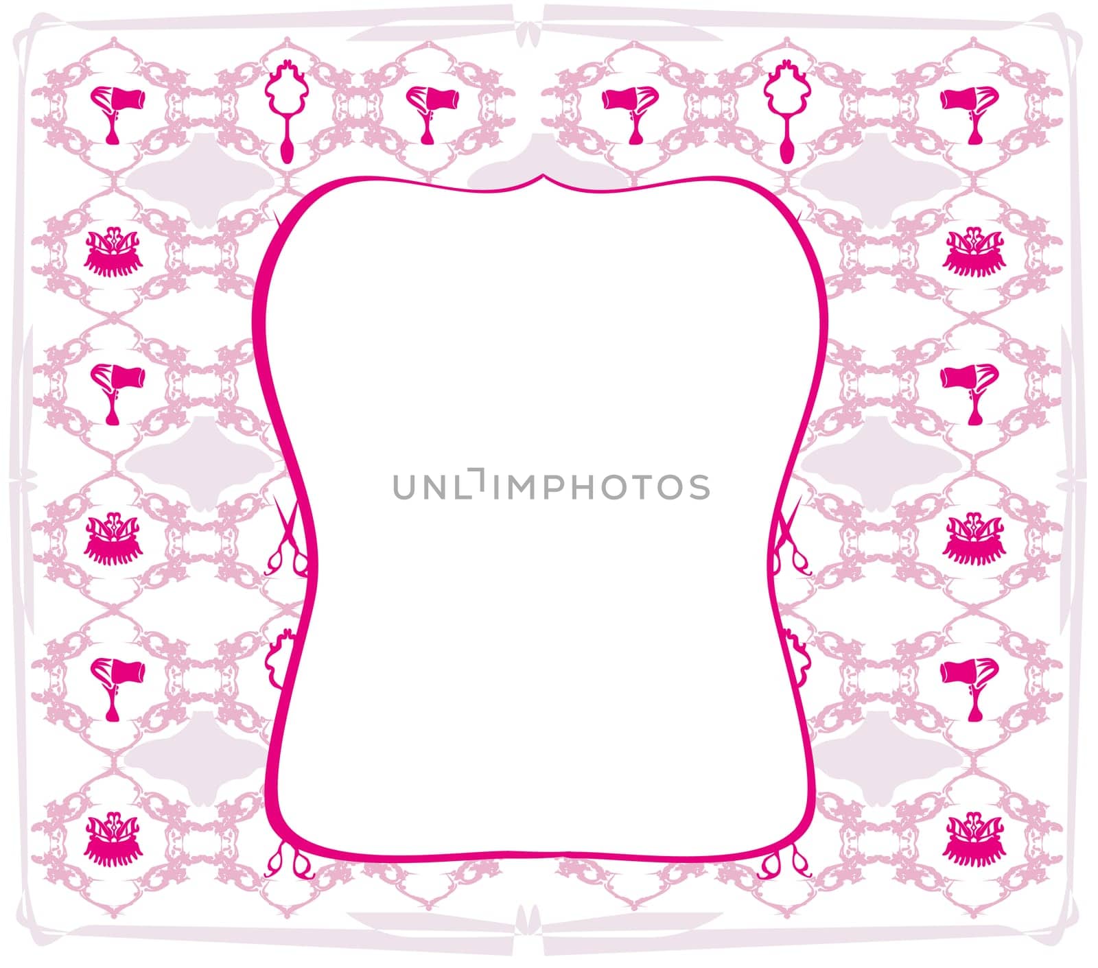 pink hairdressing barber tools frame illustration