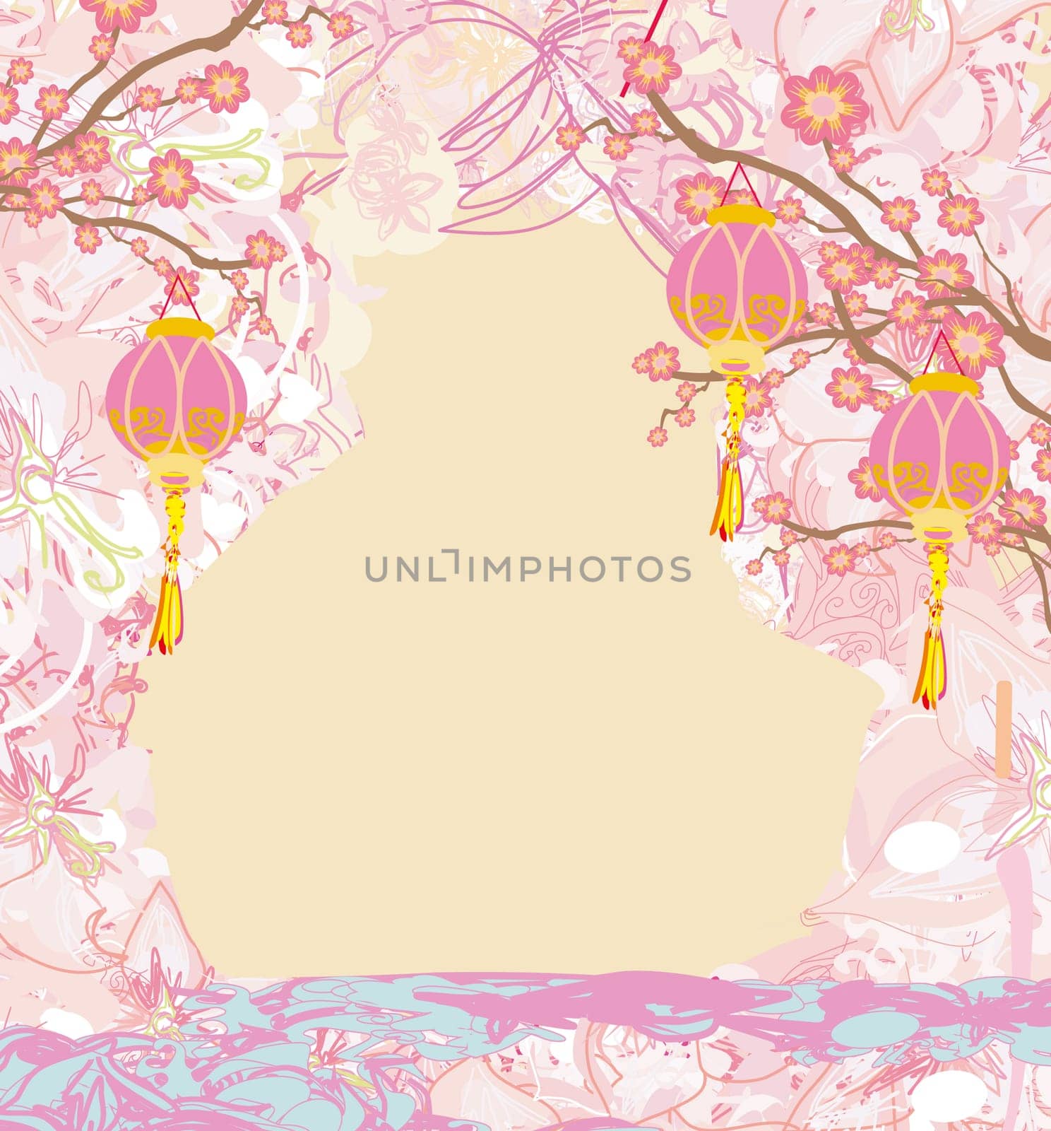 Chinese New Year with lanterns card