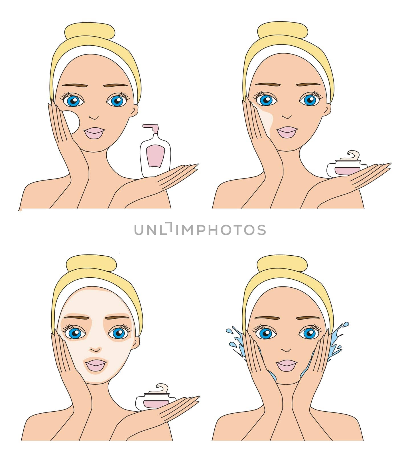 Girl cleaning and care her face.