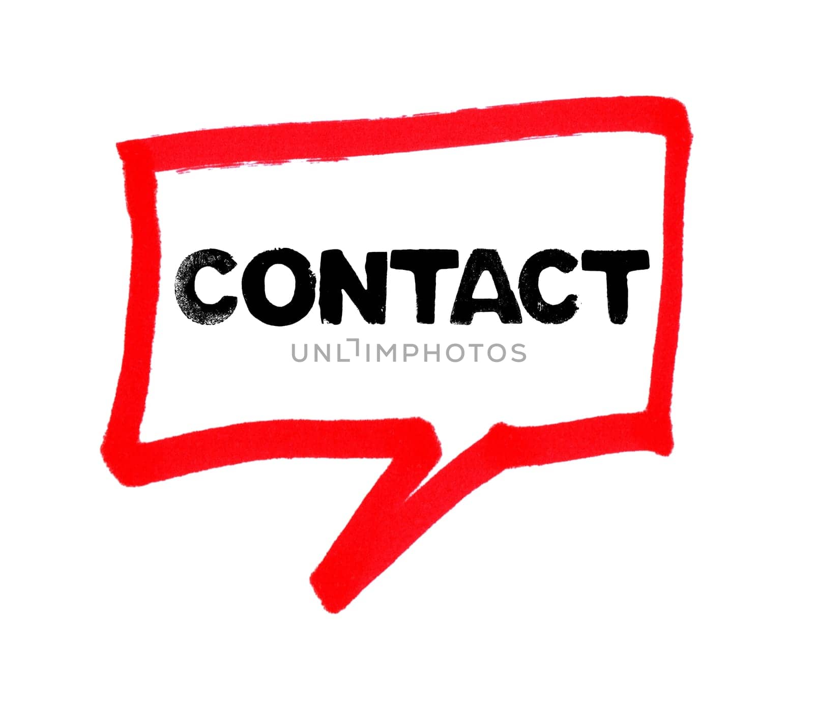Red balloon with grunge text showing Contact