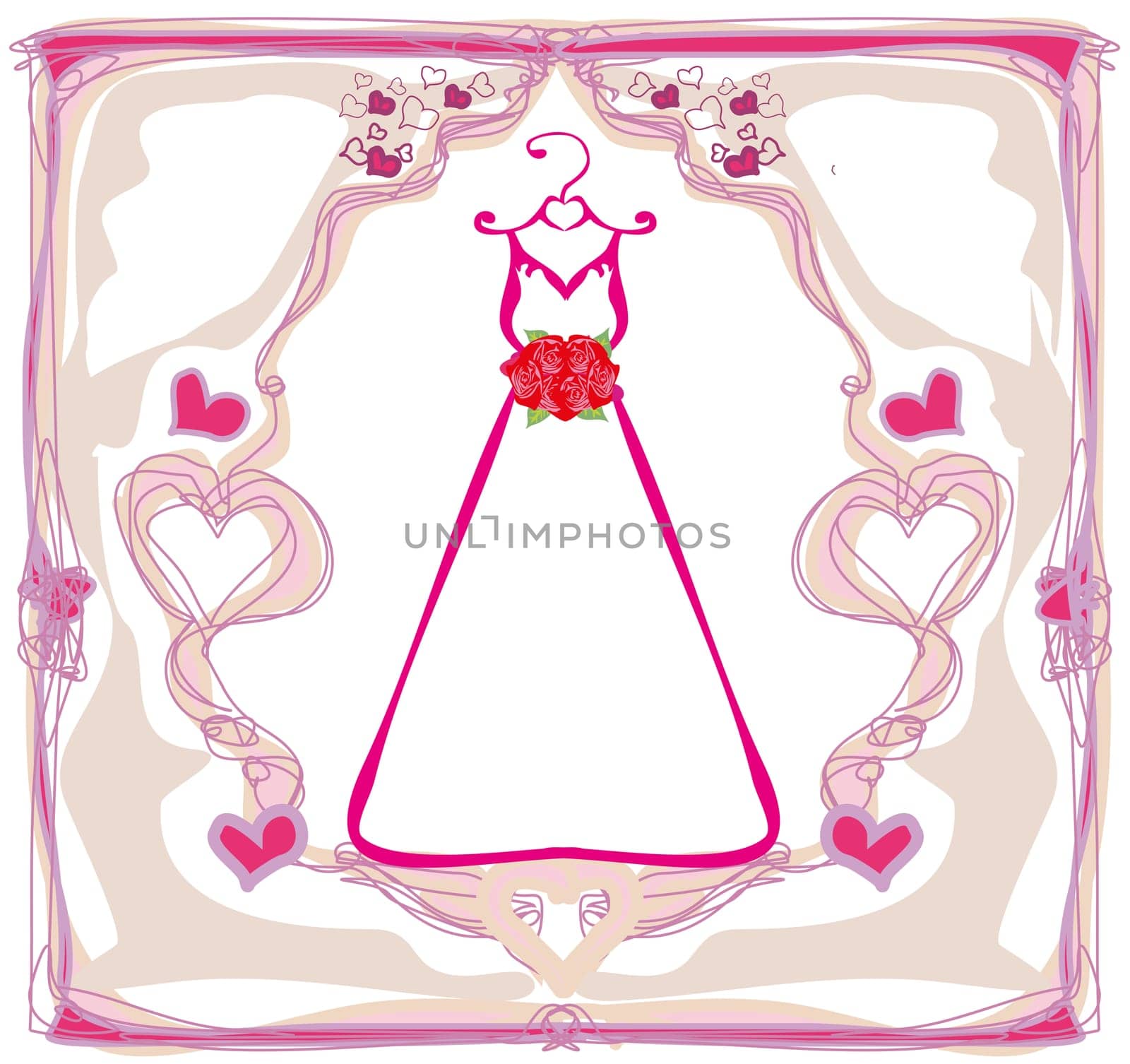 Invitation template with beautiful wedding dress