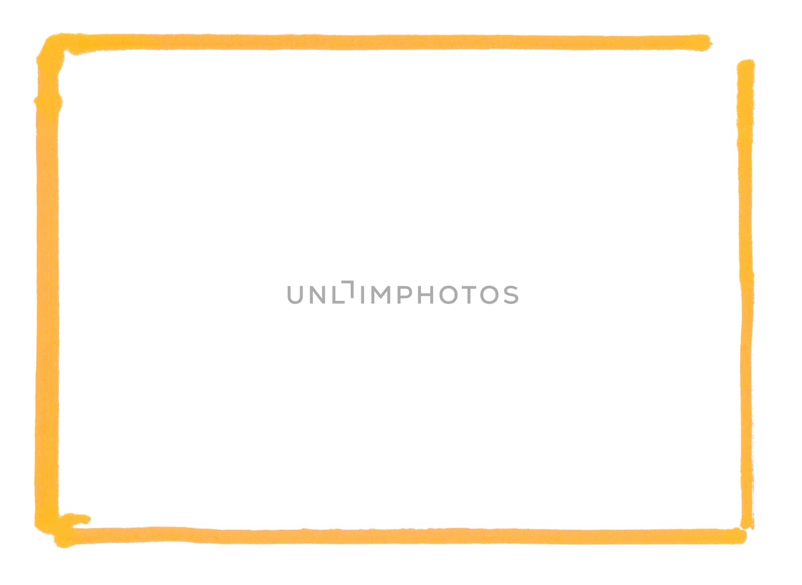 Empty isolated hand painted orange frame made with pencil