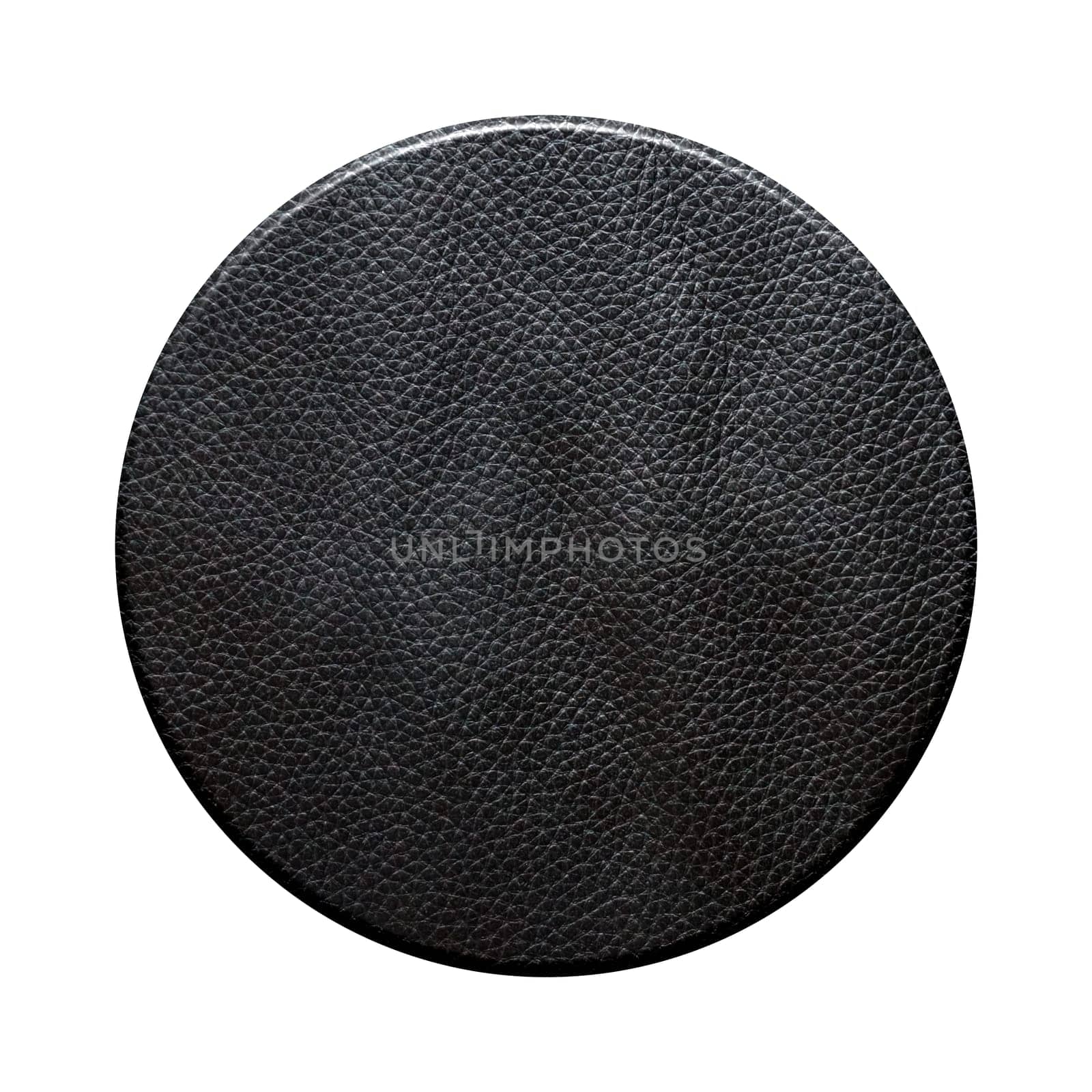 Black natural leather Button on white background