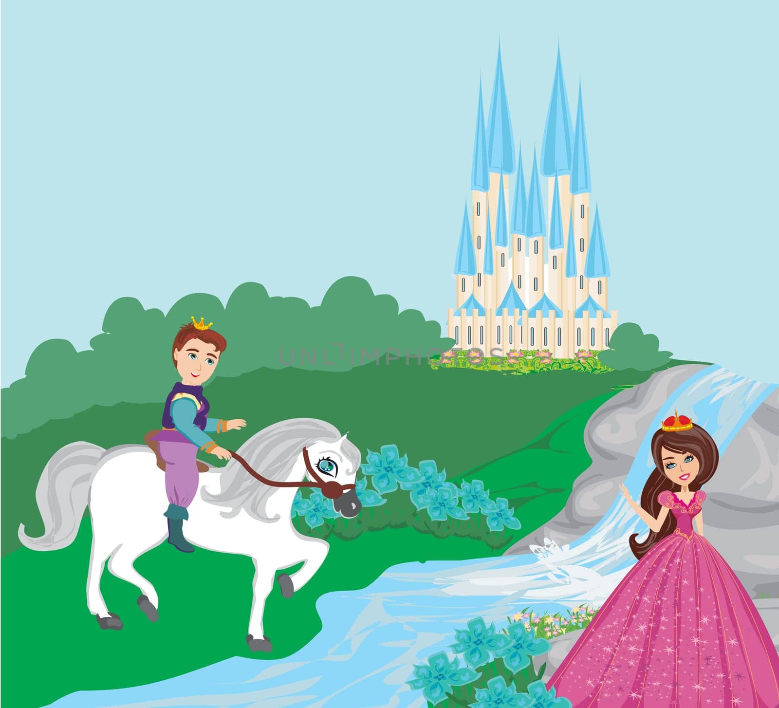 princess and the prince in a beautiful garden