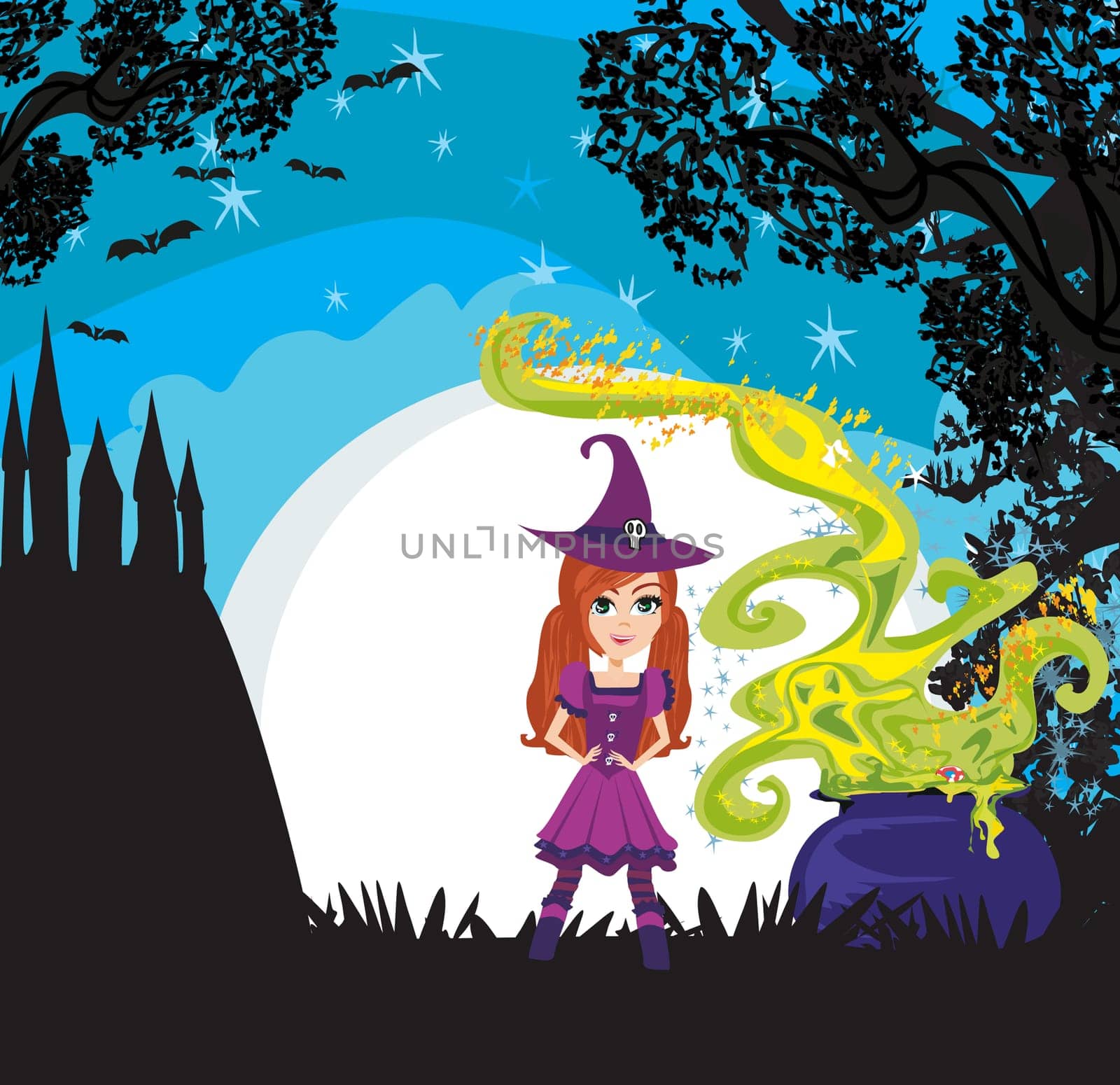 Halloween witch preparing potion