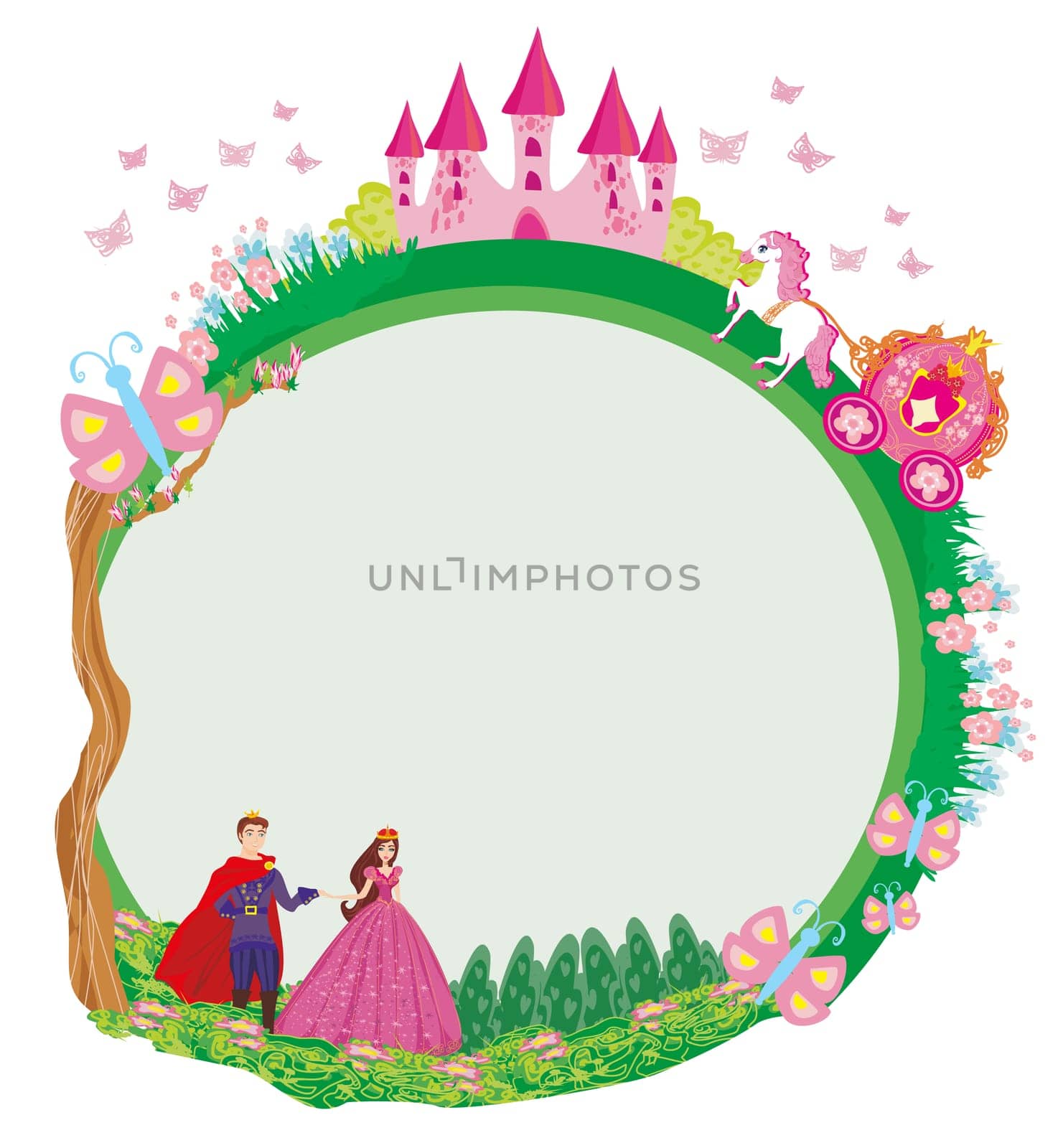 Princess with prince and the carriage - frame