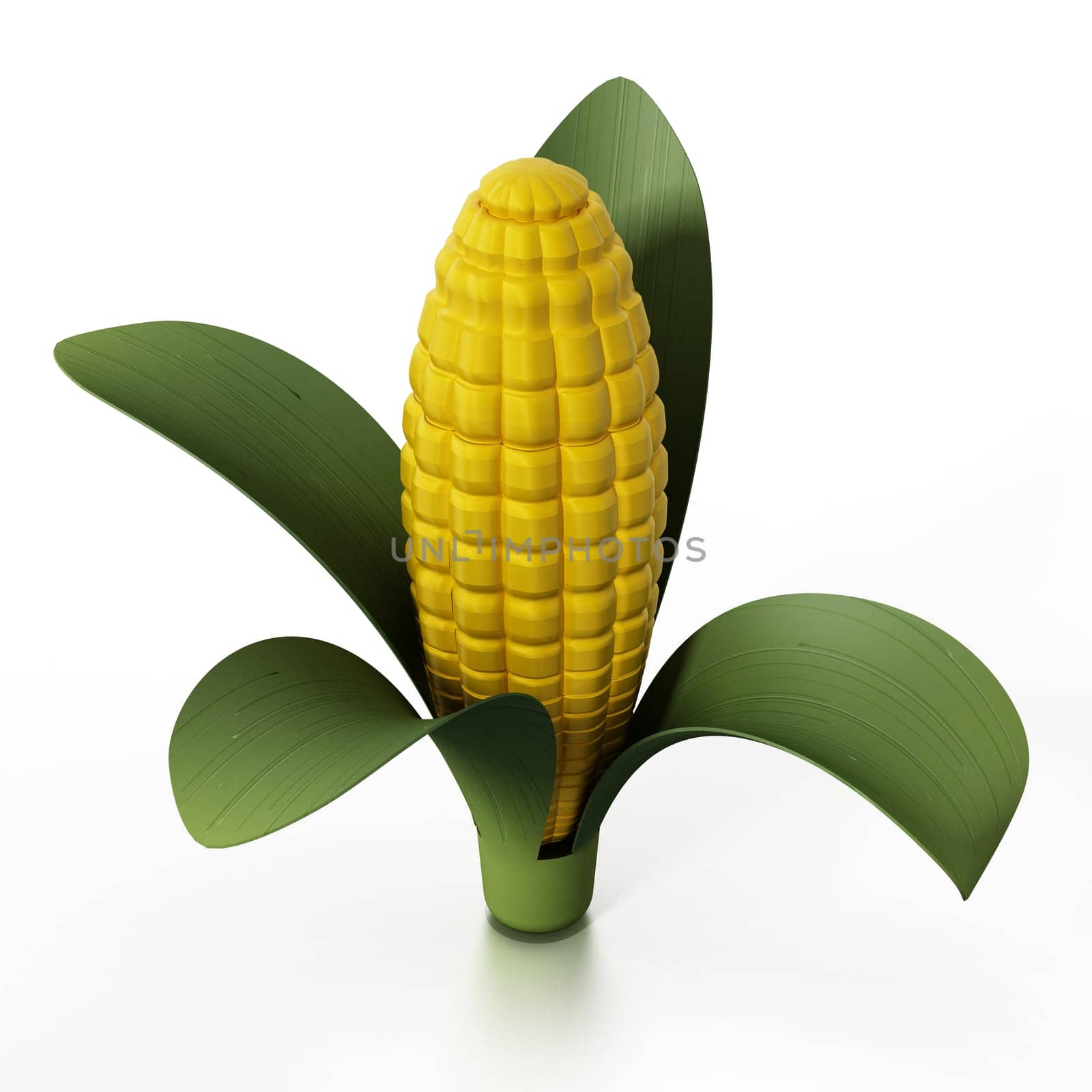 Fresh corn isolated on white background. 3D illustration.
