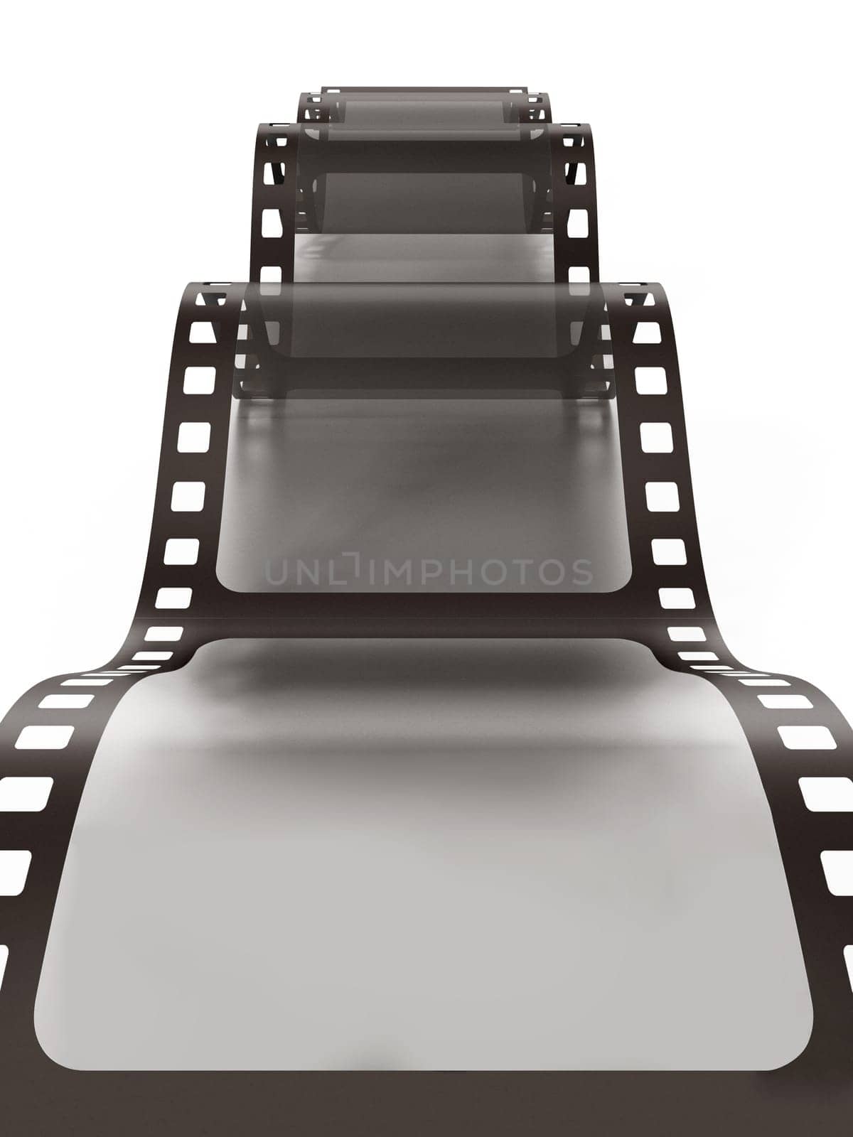 Vintage film strip isolated on white background. 3D illustration.