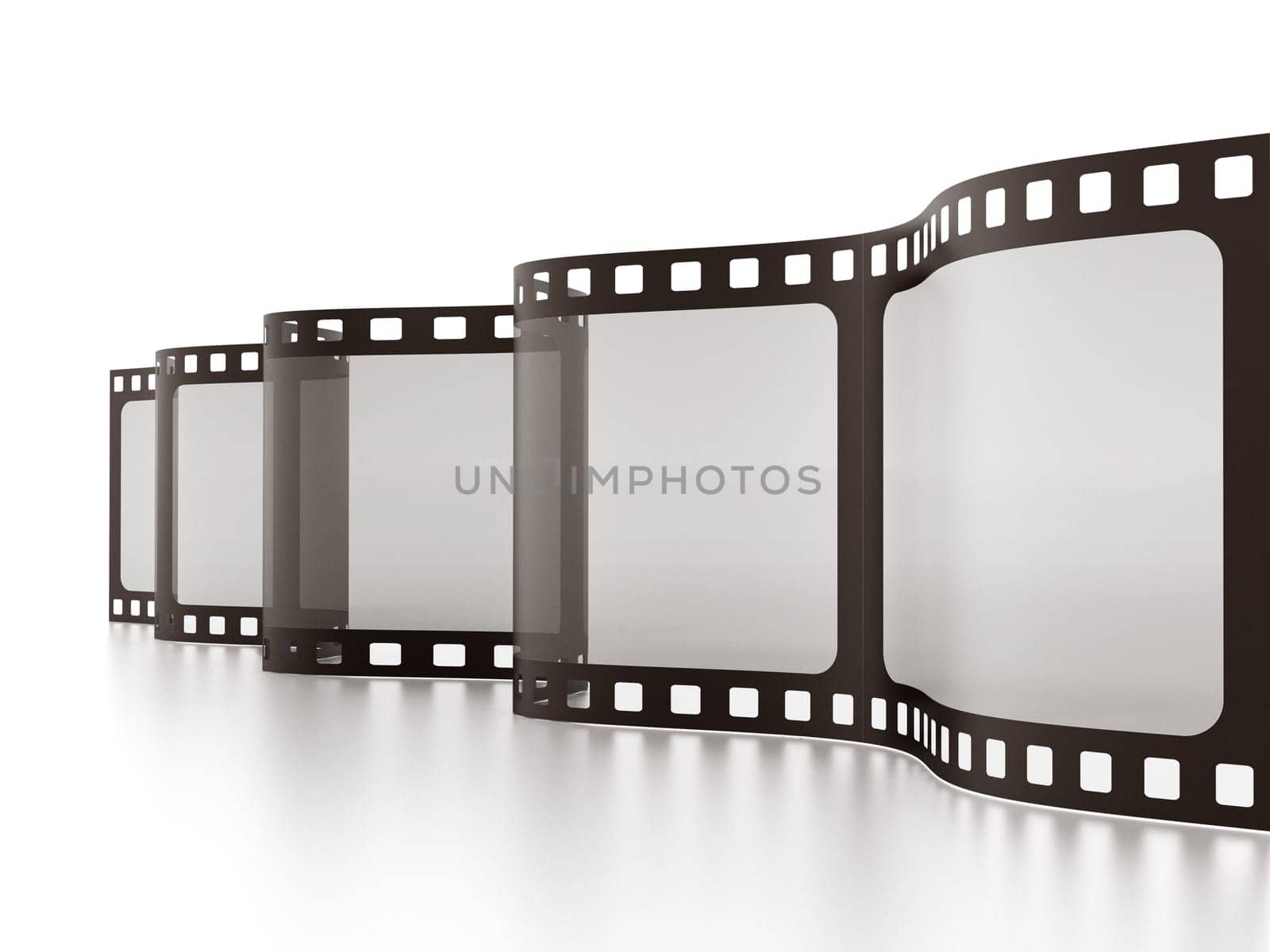 Vintage film strip isolated on white background. 3D illustration.