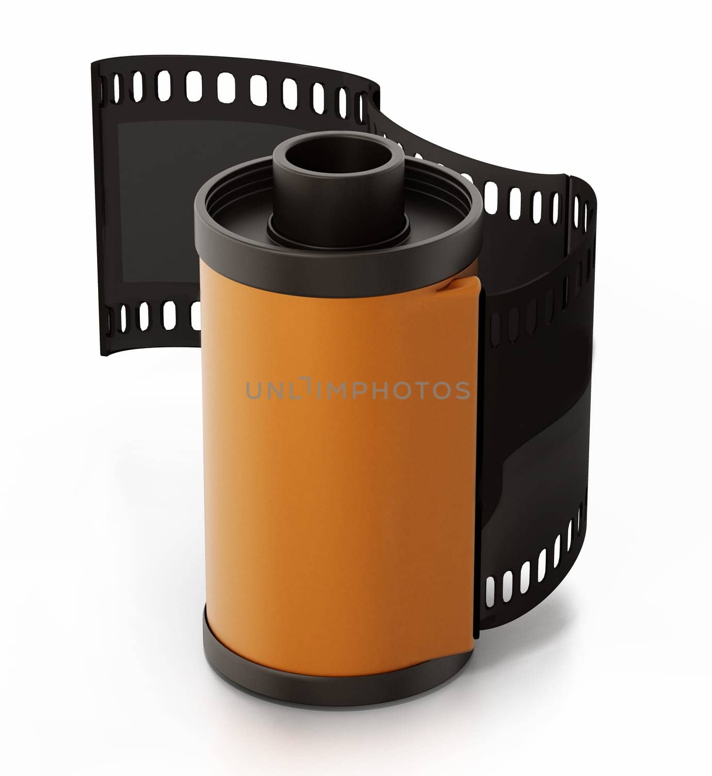 Vintage film strip isolated on white background. 3D illustration.