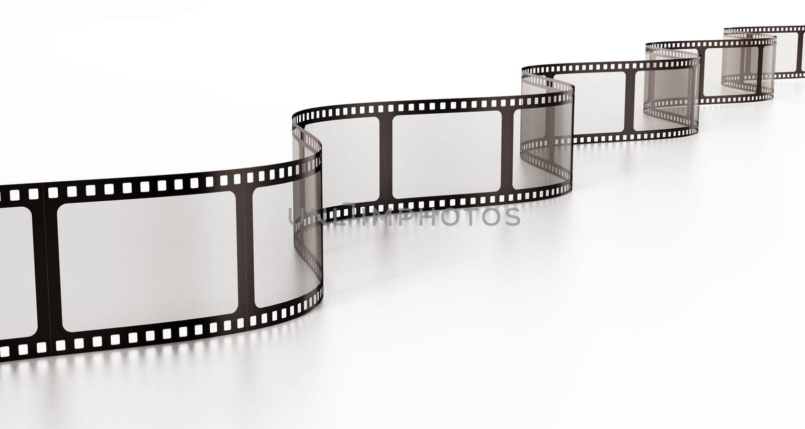 Vintage film strip isolated on white background. 3D illustration.