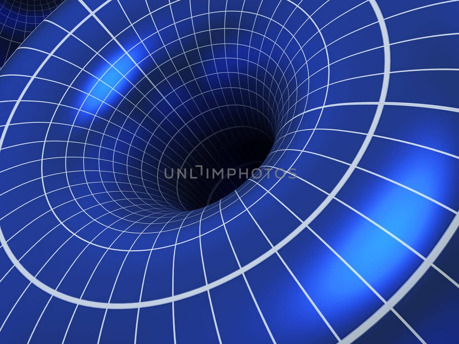 Abstract blue 3D vortex illustration. 3D illustration.