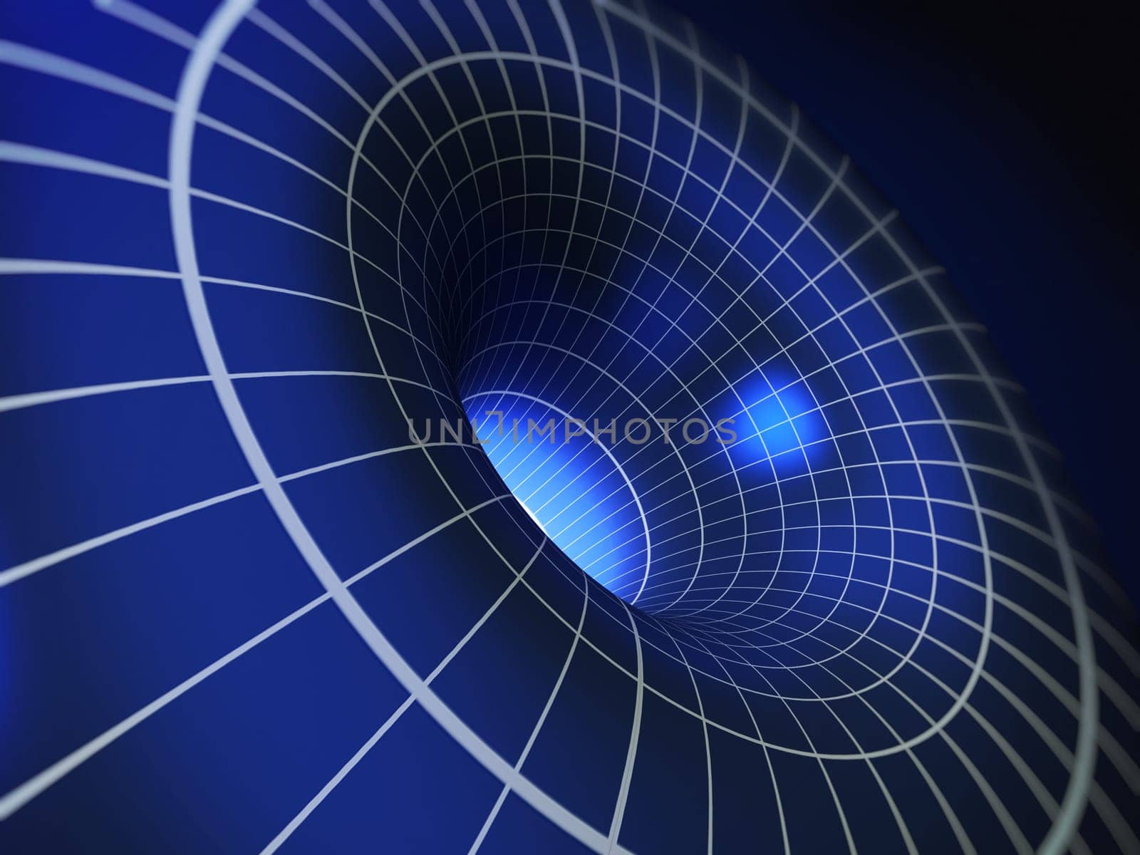 Abstract blue 3D vortex illustration. 3D illustration.