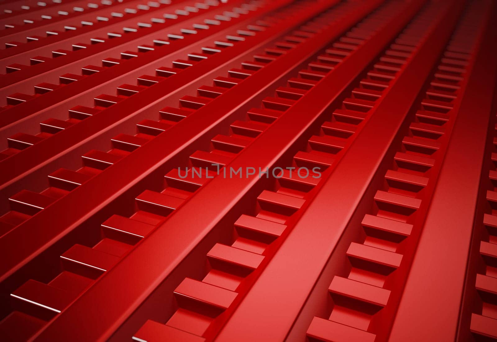 Red metal sheet horizontal background. 3D illustration.