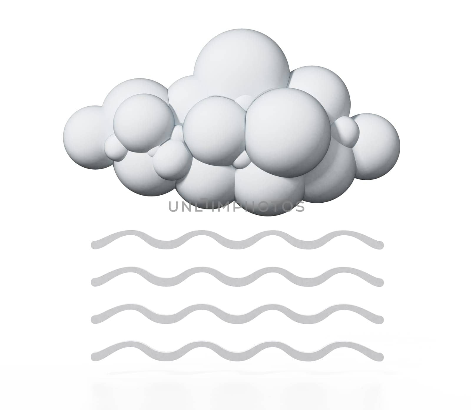 Cloud and fog symbols isolated on white background. 3D illustration.